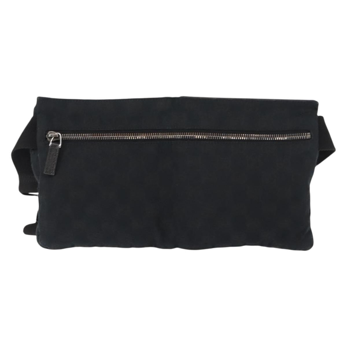 Gucci Vintage Double Belt Bag Gg Canvas With Leather Black Canvas Shoulder Bag Bag (Pre-Owned)