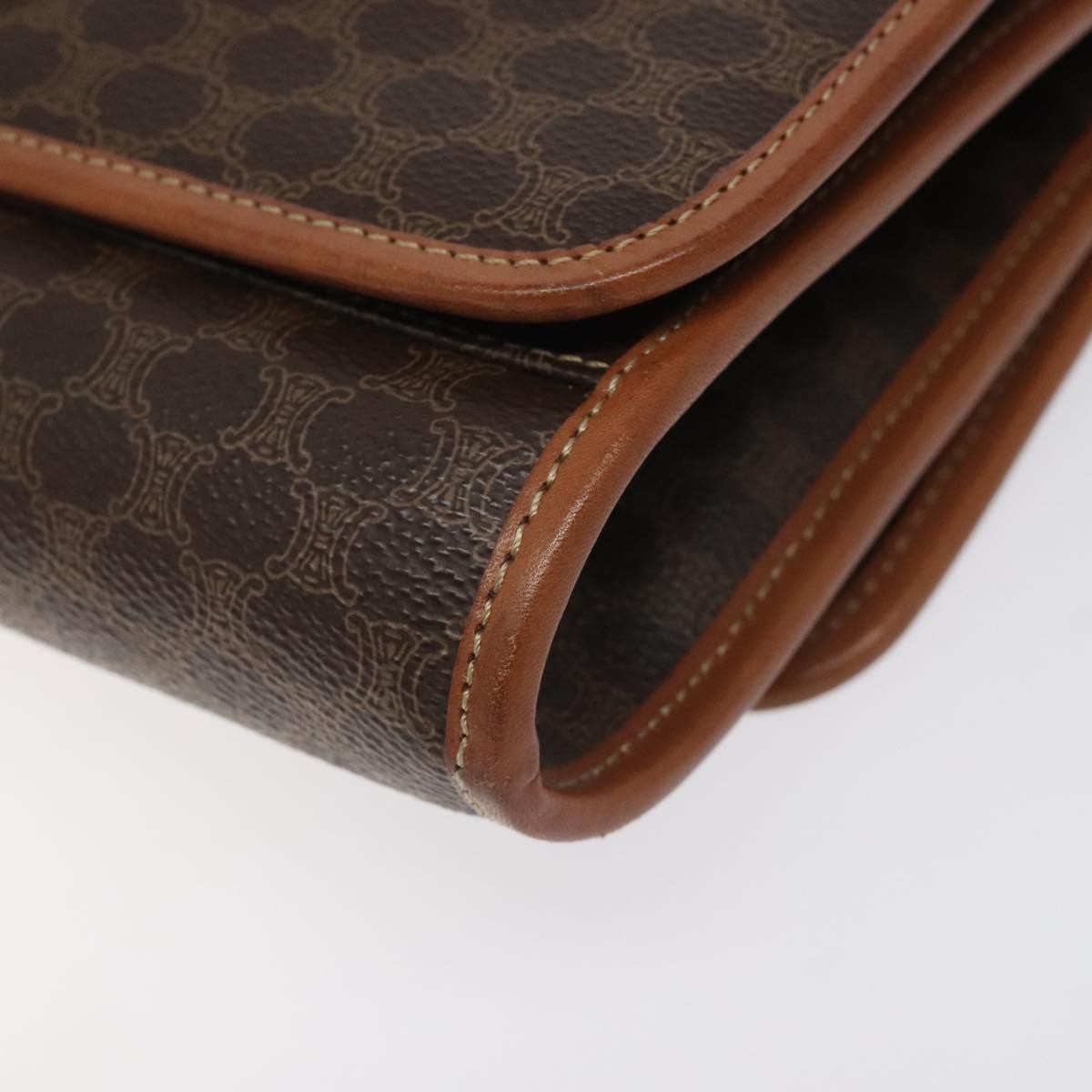 Celine Vintage Macadam Shoulder Bag Canvas And Leather Brown Canvas Shoulder Bag Bag (Pre-Owned)