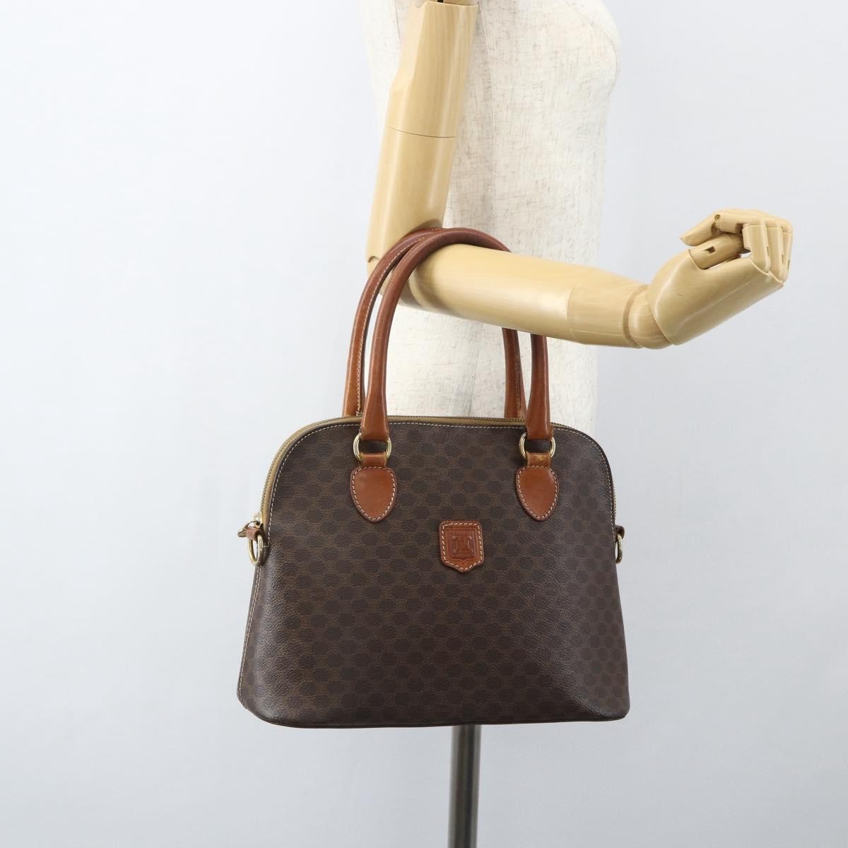 Celine Vintage Macadam Handbag Canvas And Leather Brown Canvas Handbag (Pre-Owned)