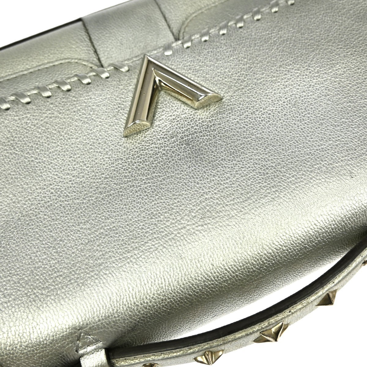 Louis Vuitton Very Chain Bag Whipstitch Leather Silver Leather Handbag (Pre-Owned)