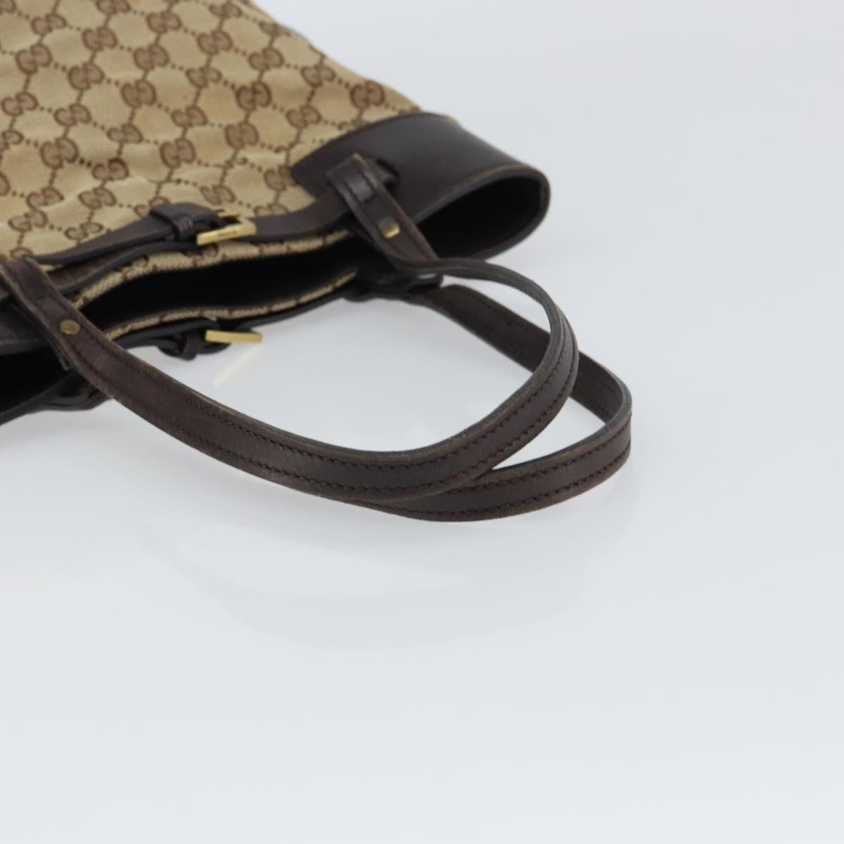 Gucci Belted Bucket Tote Gg Canvas With Leather Beige Canvas Tote Bag Bag (Pre-Owned)