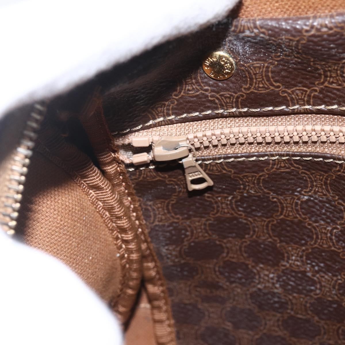 Celine Vintage Macadam Handbag Canvas And Leather Brown Canvas Shoulder Bag Bag (Pre-Owned)