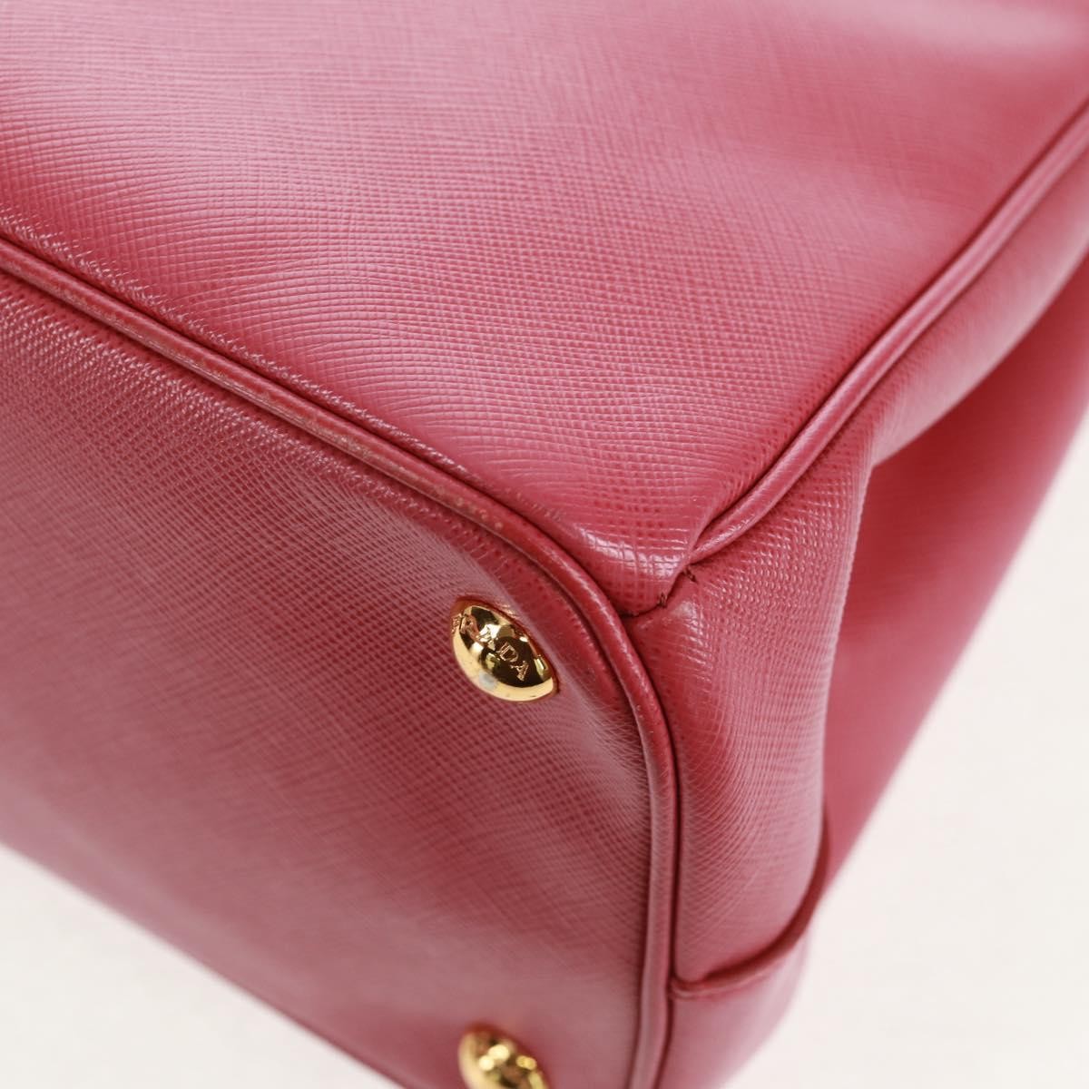 Prada Double Zip Lux Tote Saffiano Leather Pink Leather Handbag (Pre-Owned)
