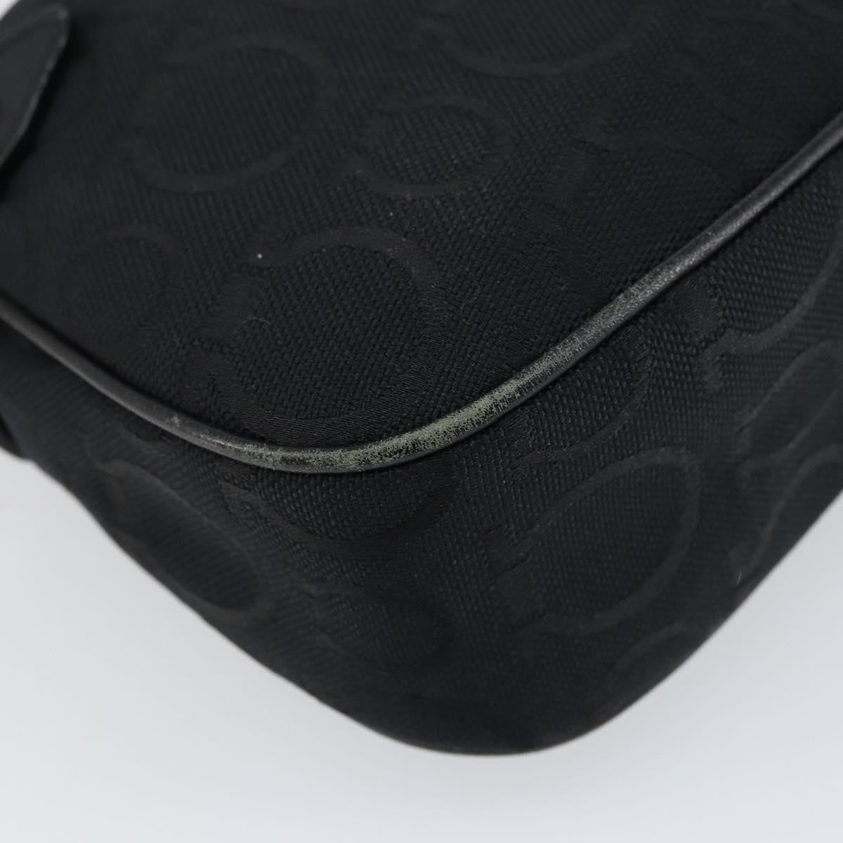Salvatore Ferragamo Gancini Shoulder Bag Canvas Black Canvas Shoulder Bag Bag (Pre-Owned)