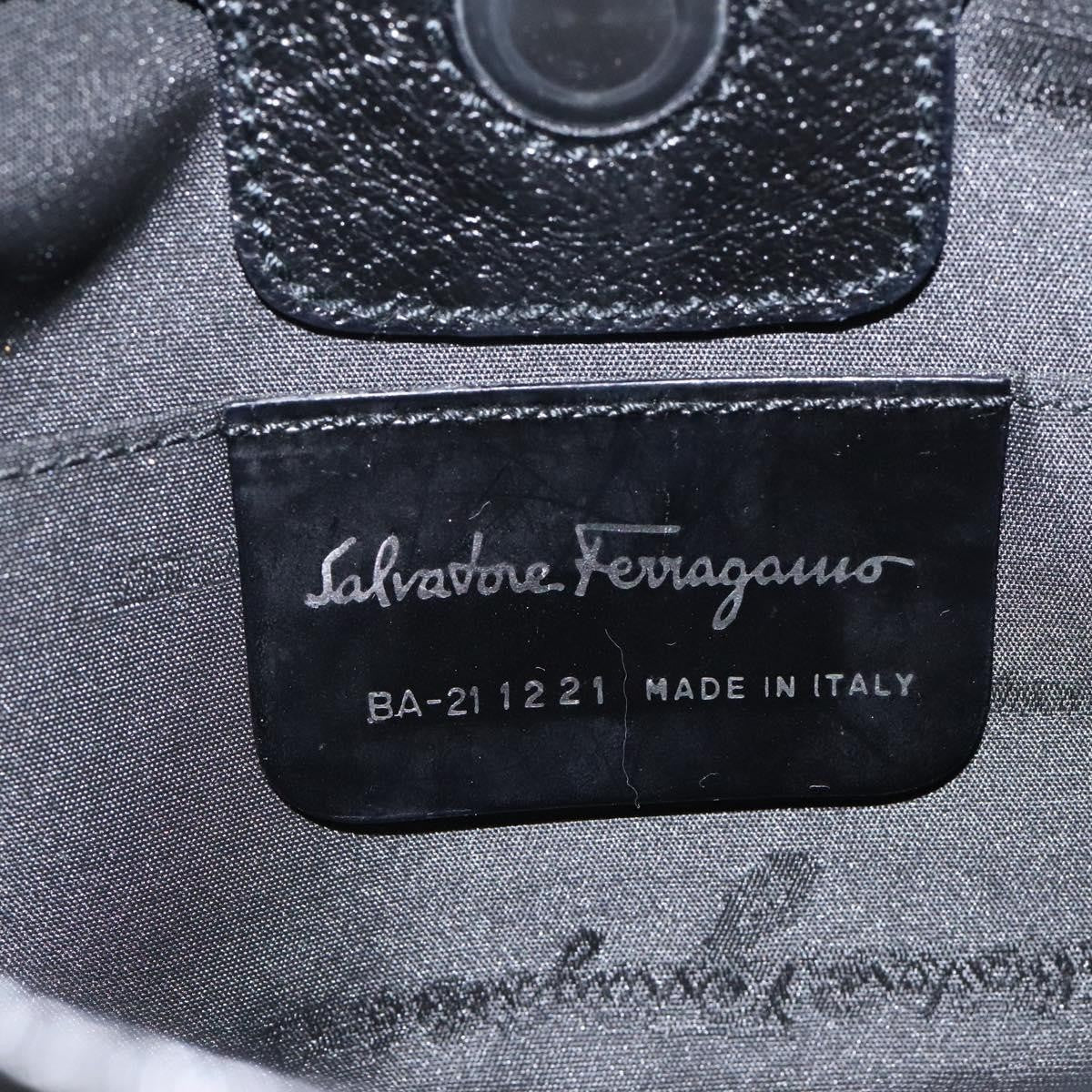 Salvatore Ferragamo Vintage Shoulder Bag Canvas Navy Canvas Shoulder Bag Bag (Pre-Owned)