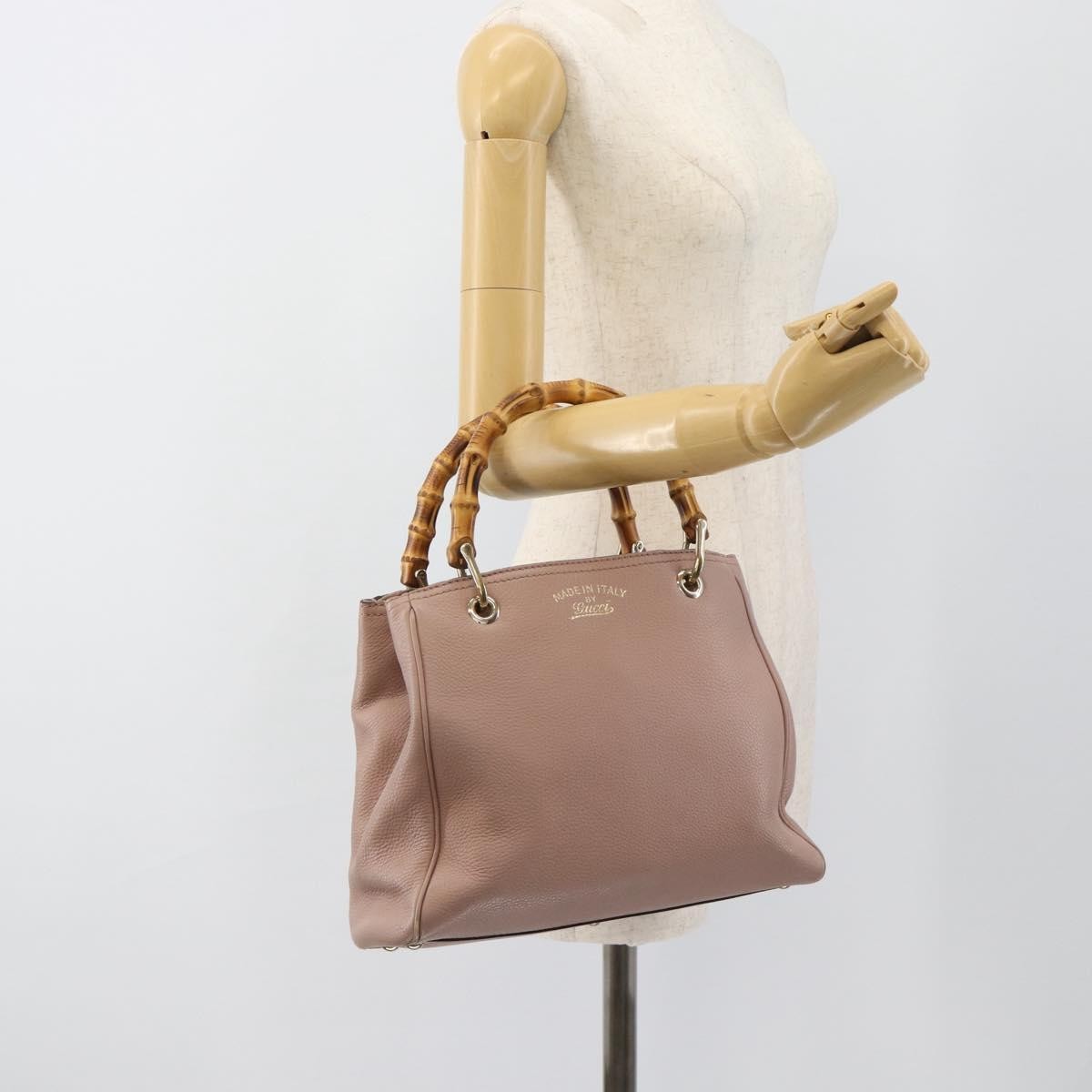 Gucci Bamboo Shopper Tote Leather Pink Leather Tote Bag Bag (Pre-Owned)