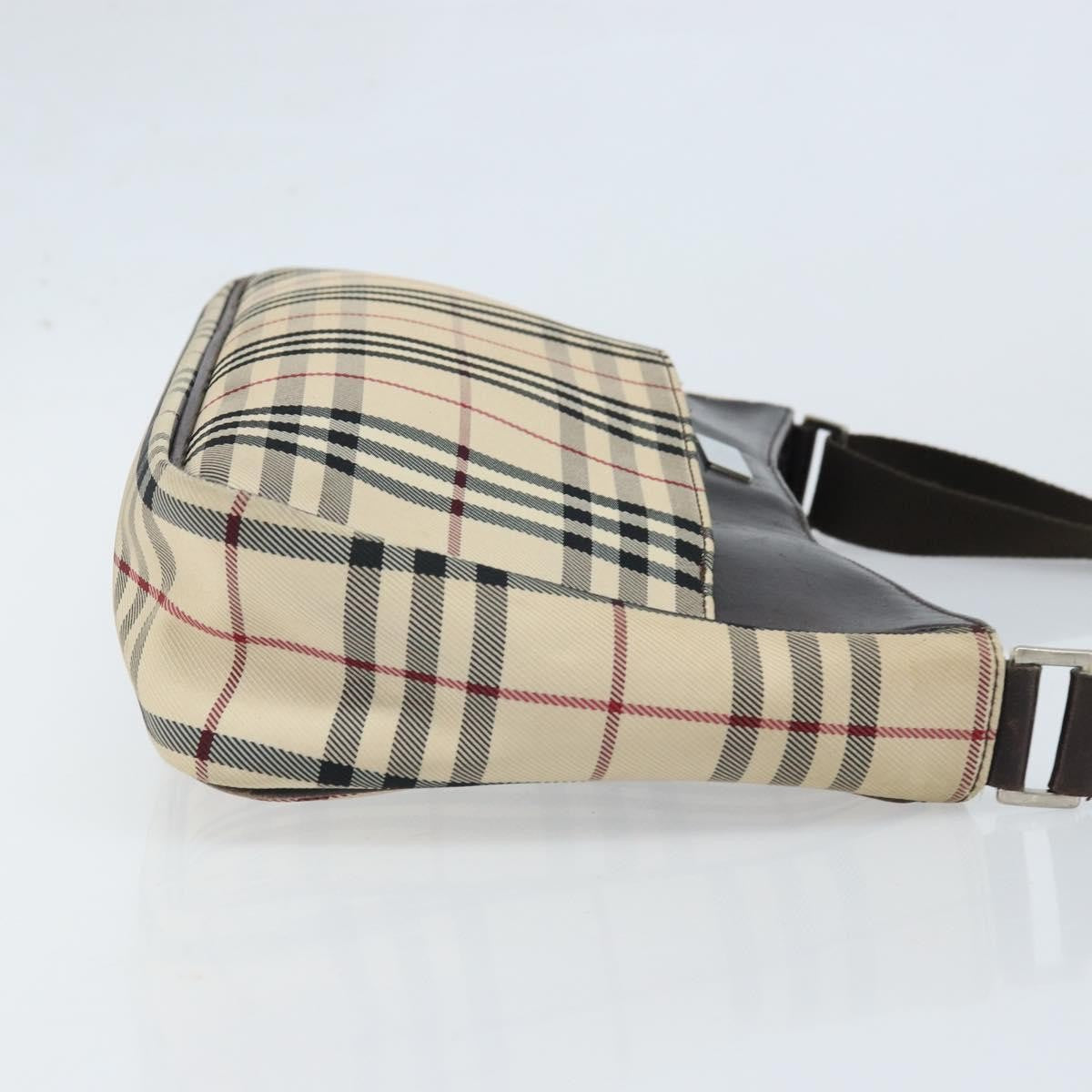 Burberry Nova Check Shoulder Bag Canvas And Leather Beige Canvas Shoulder Bag Bag (Pre-Owned)