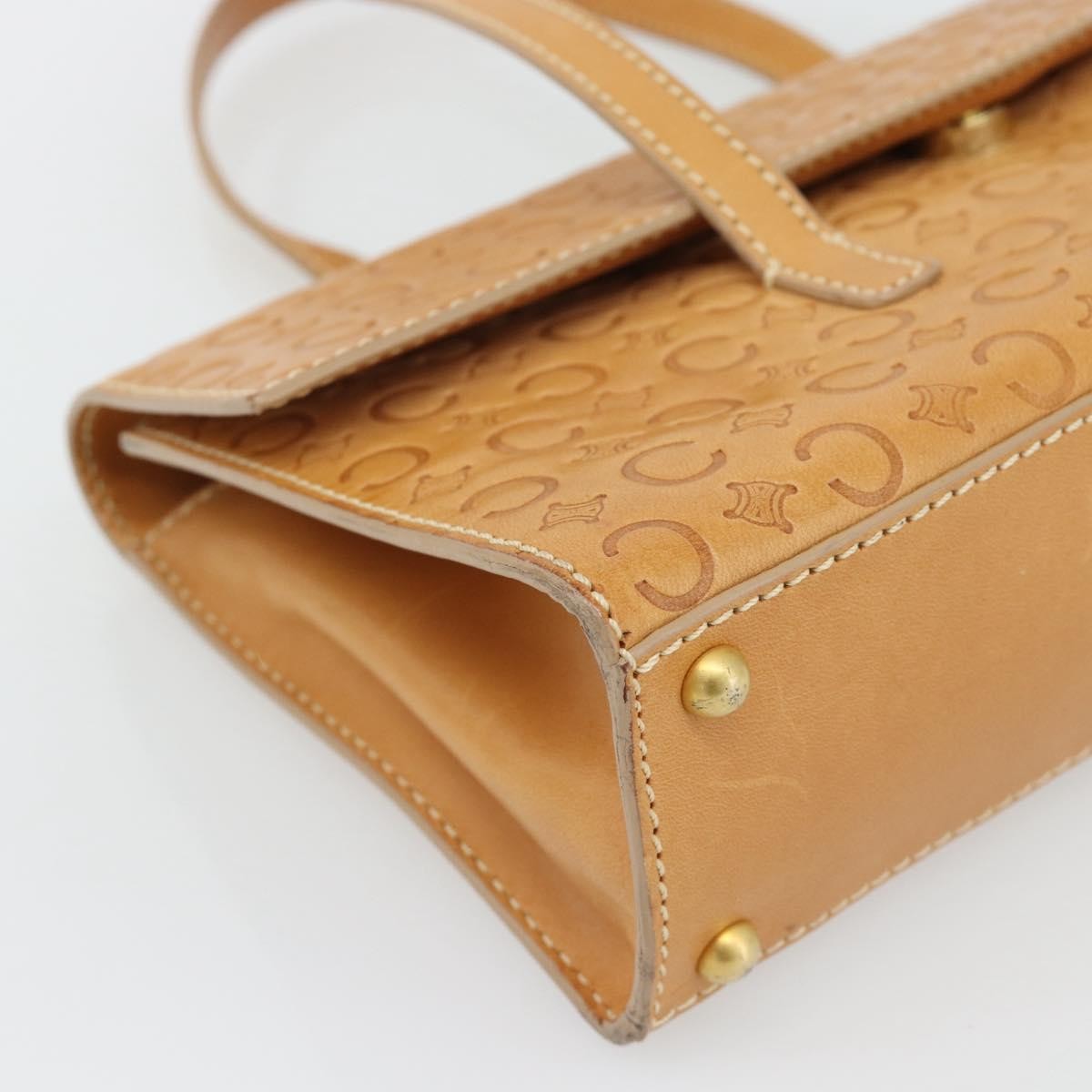 Celine C Macadam Handbag Canvas Beige Canvas Handbag (Pre-Owned)