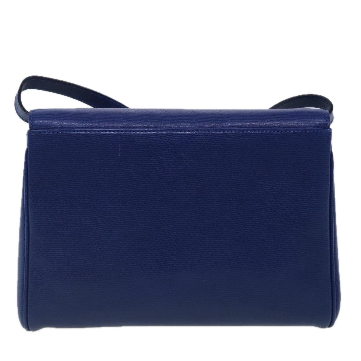 Celine Vintage Circle Logo Crossbody Bag Leather Blue Leather Shoulder Bag Bag (Pre-Owned)