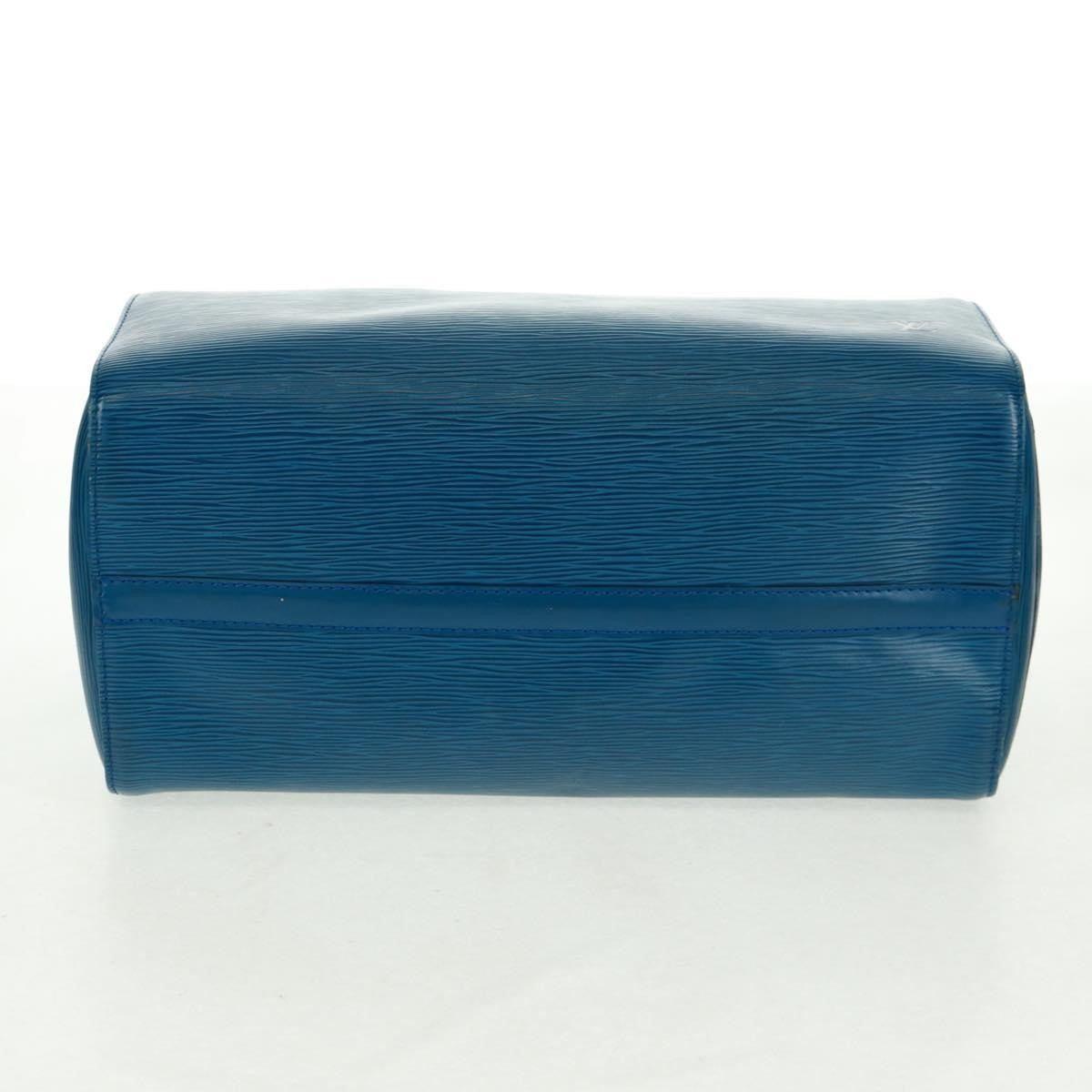 Louis Vuitton Speedy Handbag Epi Leather Blue Leather Handbag (Pre-Owned)