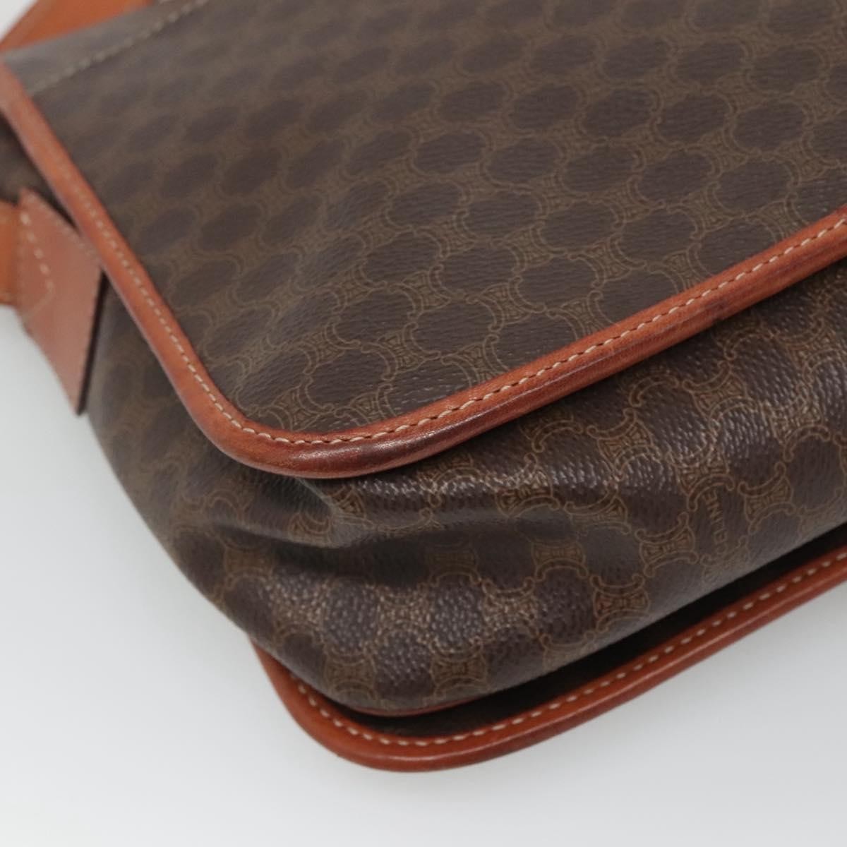 Celine Vintage Macadam Shoulder Bag Canvas And Leather Brown Canvas Shoulder Bag Bag (Pre-Owned)