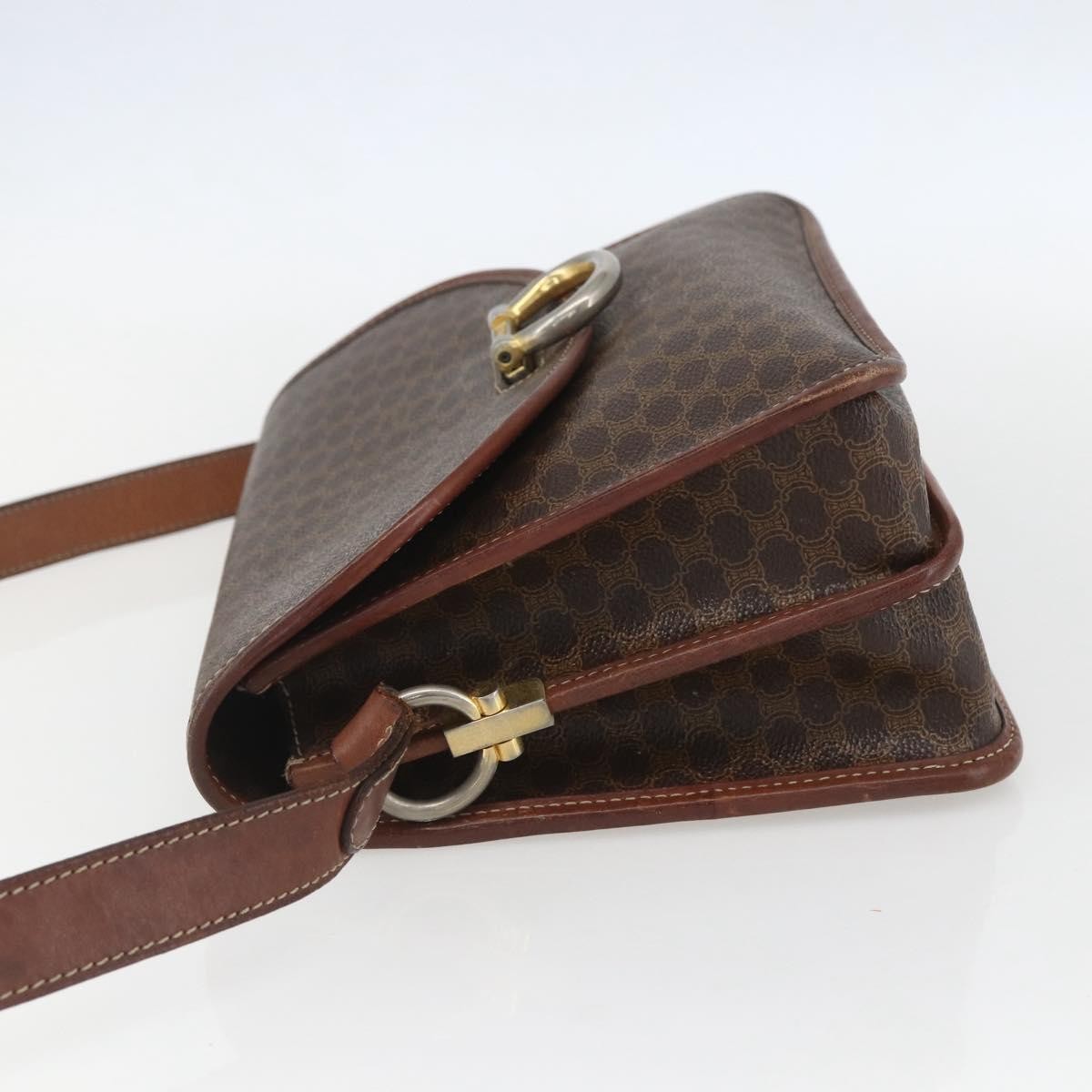Celine Vintage Macadam Shoulder Bag Canvas Brown Canvas Shoulder Bag Bag (Pre-Owned)