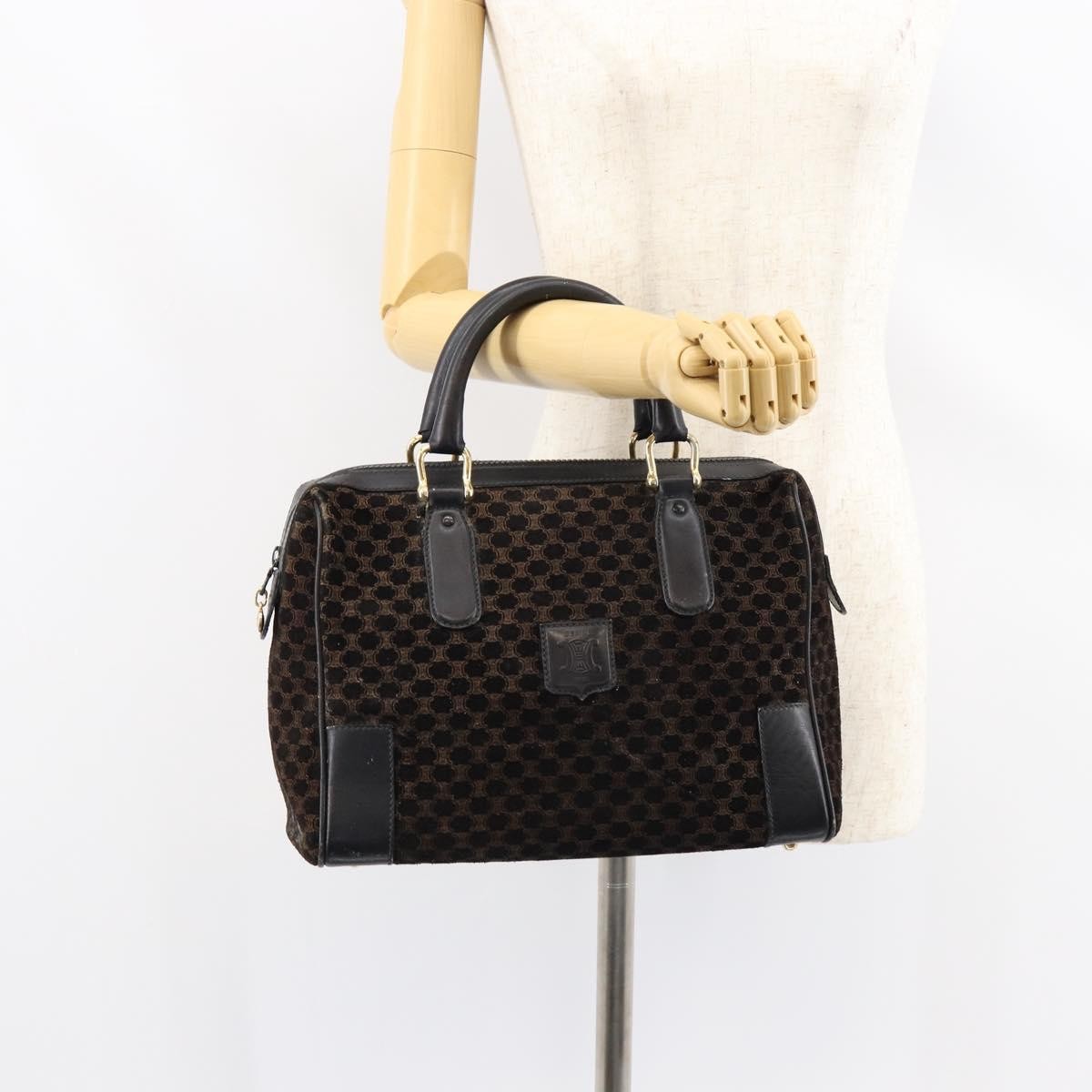 Celine Vintage Macadam Handbag C Macadam Suede Black Suede Handbag (Pre-Owned)