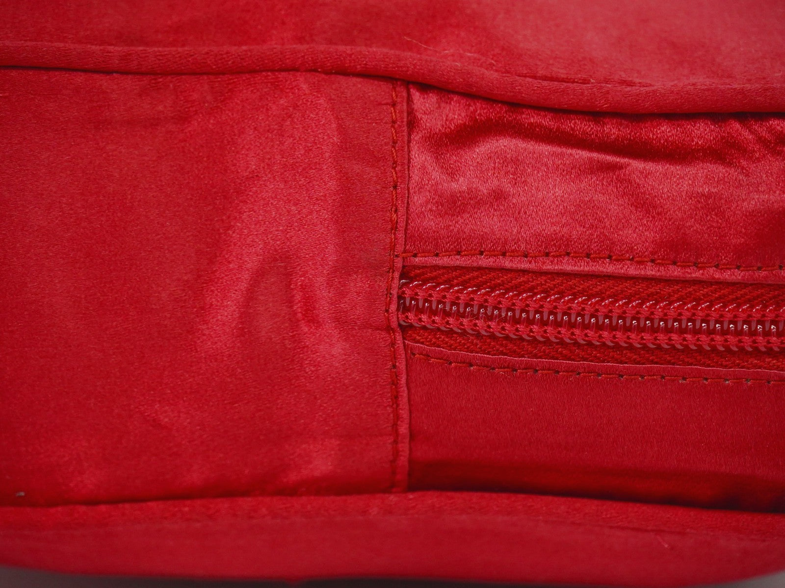 Prada Zip Around Toiletry Bag Silk Red Satin Clutche & Pouche Bag (Pre-Owned)