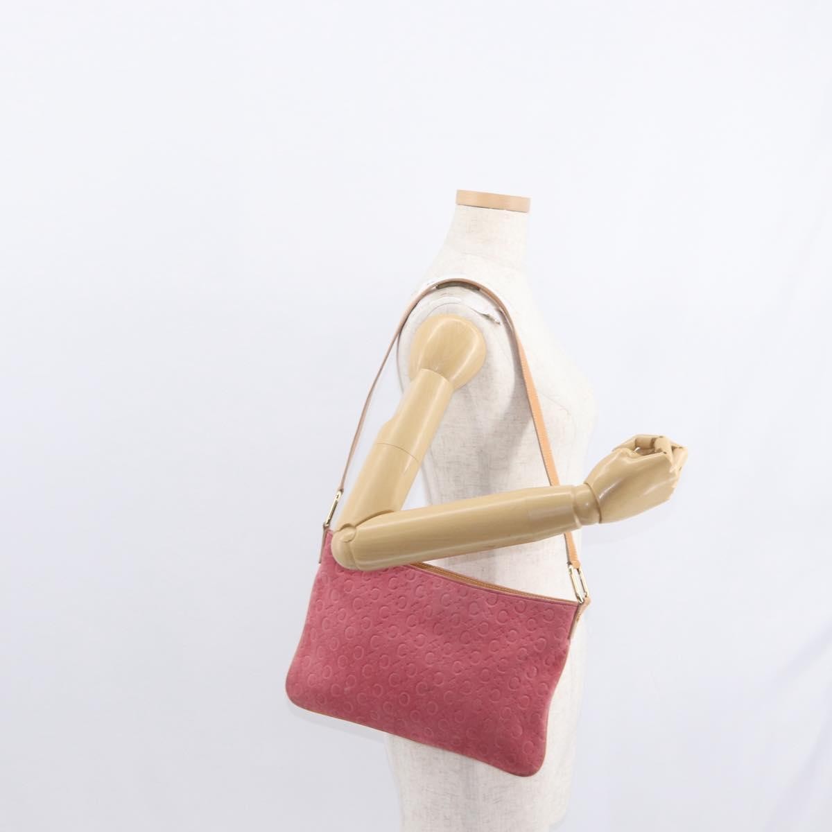 Celine C Macadam Shoulder Bag Suede Pink Suede Shoulder Bag Bag (Pre-Owned)