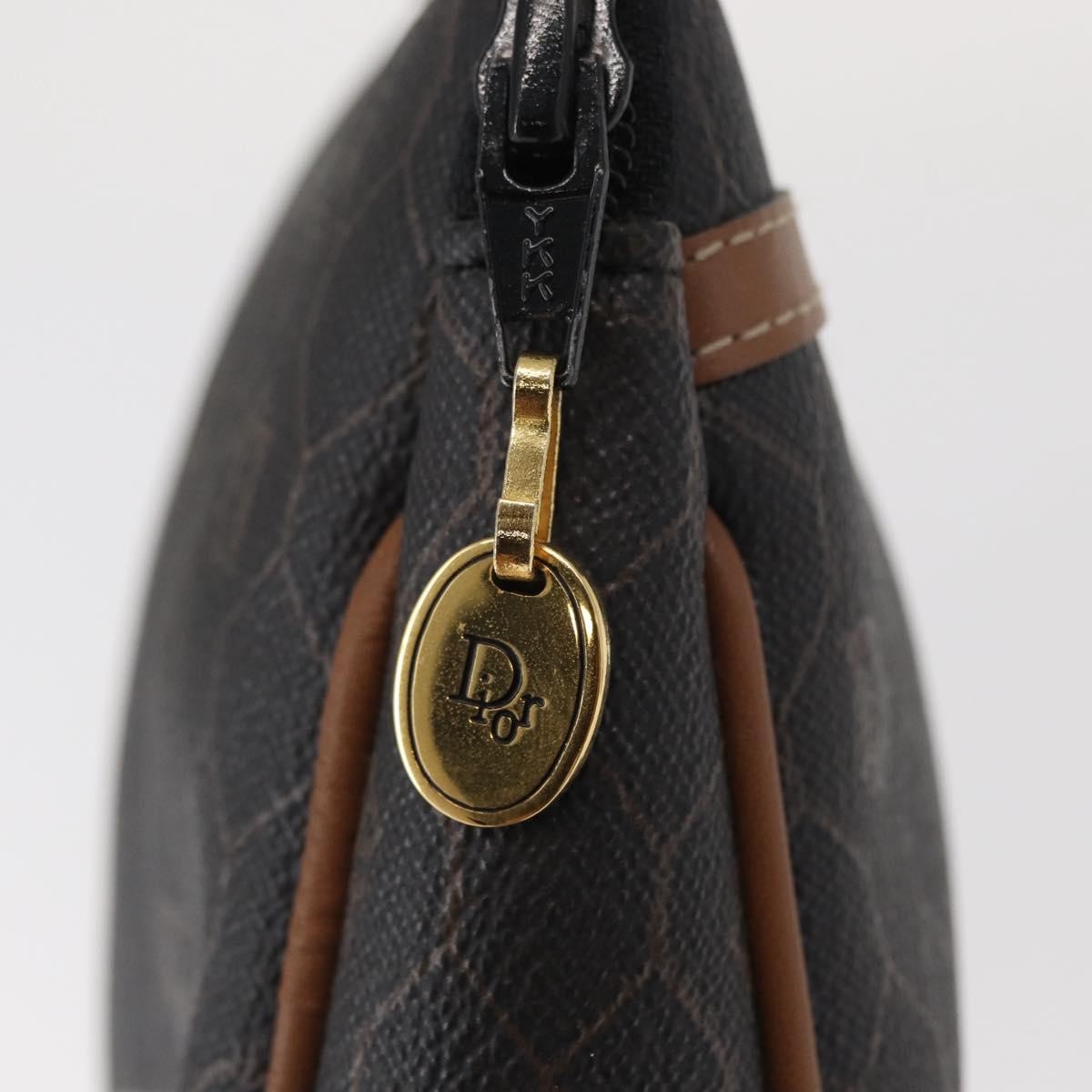 Christian Dior Vintage Honeycomb Zip Pouch Coated Canvas Black Pvc Clutche & Pouche Bag (Pre-Owned)