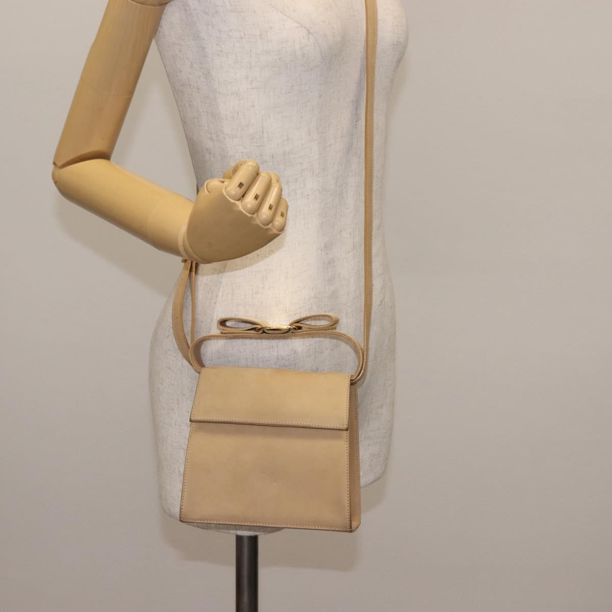 Salvatore Ferragamo Vala Handbag Suede Beige Suede Handbag (Pre-Owned)