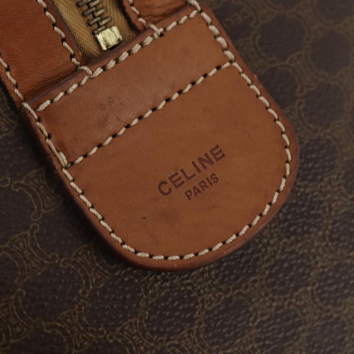 Celine Vintage Duffle Bag Macadam Coated Canvas Brown Canvas Travel Bag Bag (Pre-Owned)