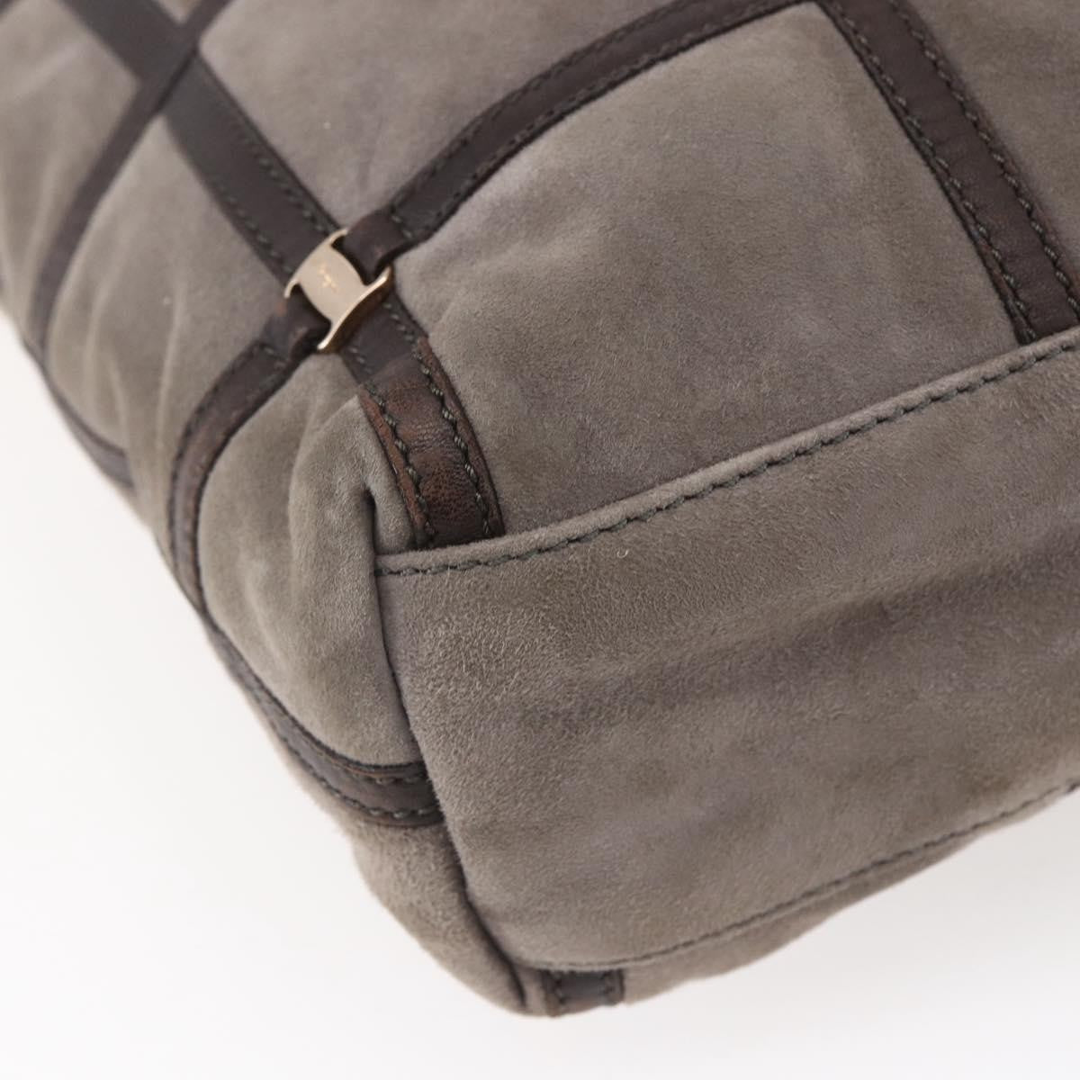 Salvatore Ferragamo Vala Shoulder Bag Suede Brown Suede Shoulder Bag Bag (Pre-Owned)