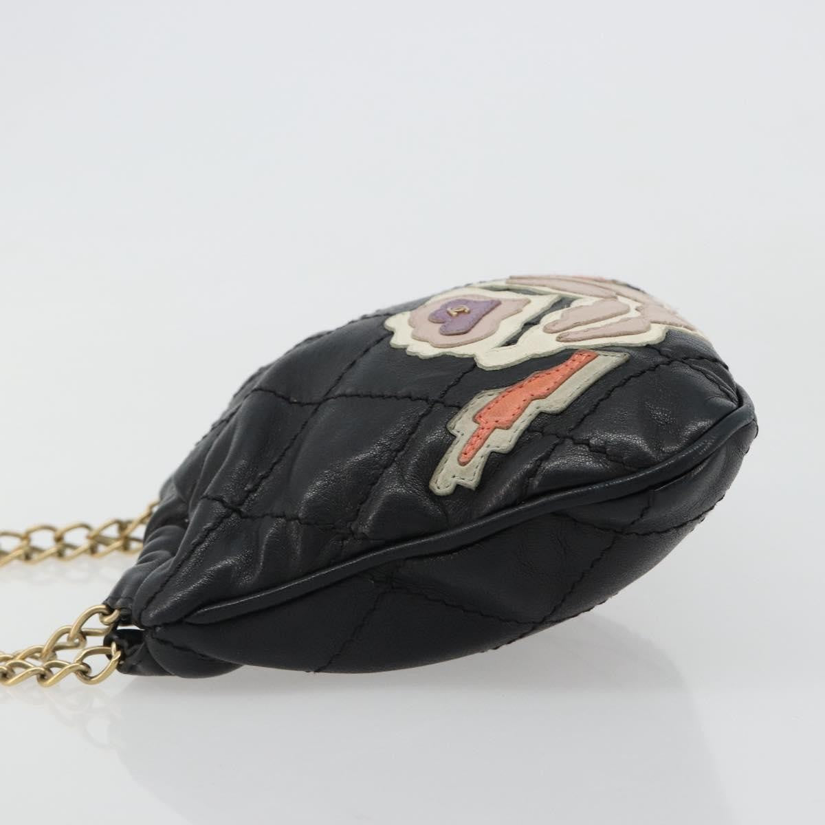 Chanel Chain Tote Leather Black Leather Shoulder Bag Bag (Pre-Owned)