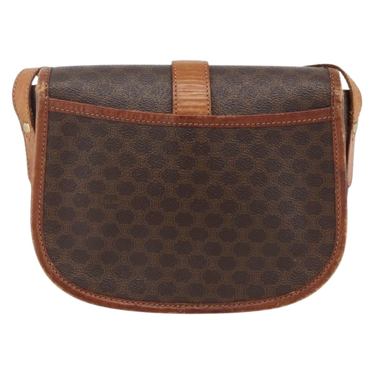 Celine Vintage Macadam Shoulder Bag Canvas And Leather Brown Canvas Shoulder Bag Bag (Pre-Owned)