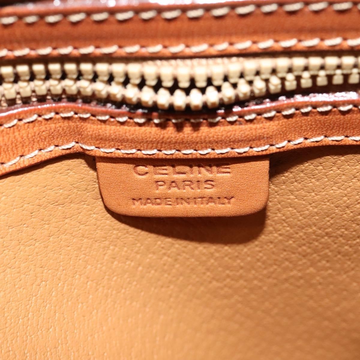 Celine Vintage Macadam Handbag Canvas Beige Canvas Handbag (Pre-Owned)