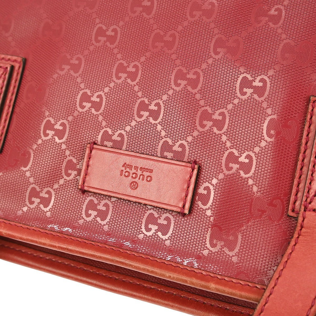 Gucci Plus Tote Gg Imprime Red Leather Tote Bag Bag (Pre-Owned)
