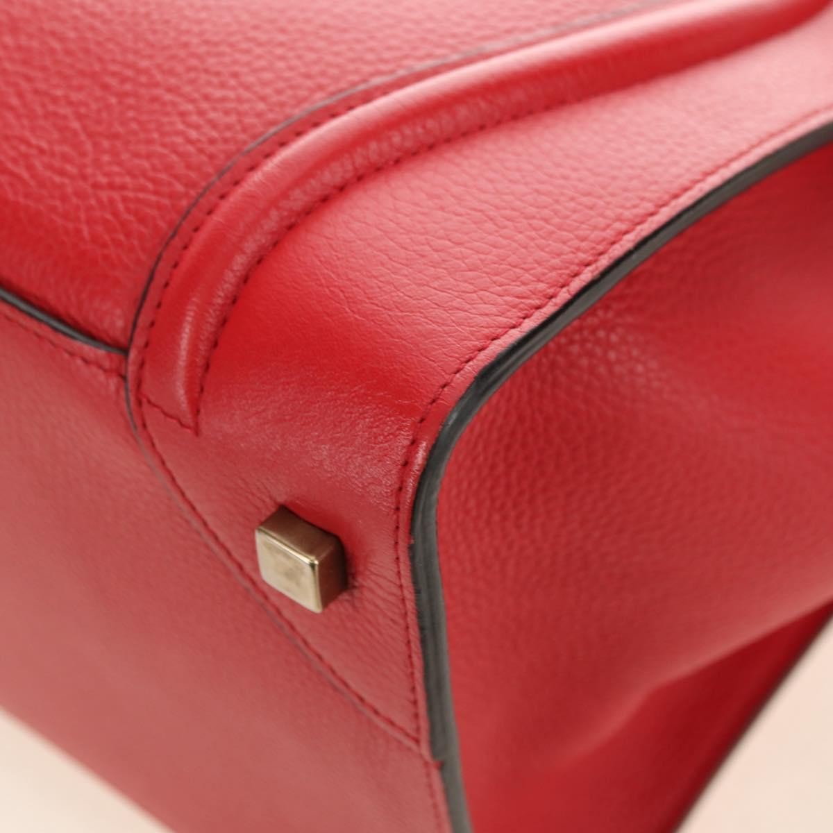 Celine Luggage Bag Grainy Leather Red Leather Handbag (Pre-Owned)