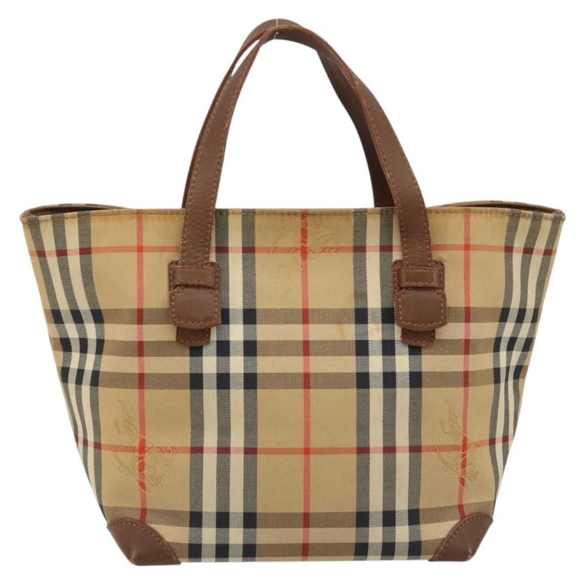 Burberry Nova Check Tote Canvas Check Pattern Beige Canvas Tote Bag Bag (Pre-Owned)