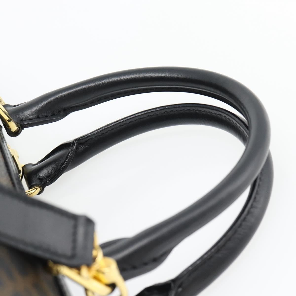 Celine Macadam Handbag Macadam With Leather Black Canvas Handbag (Pre-Owned)
