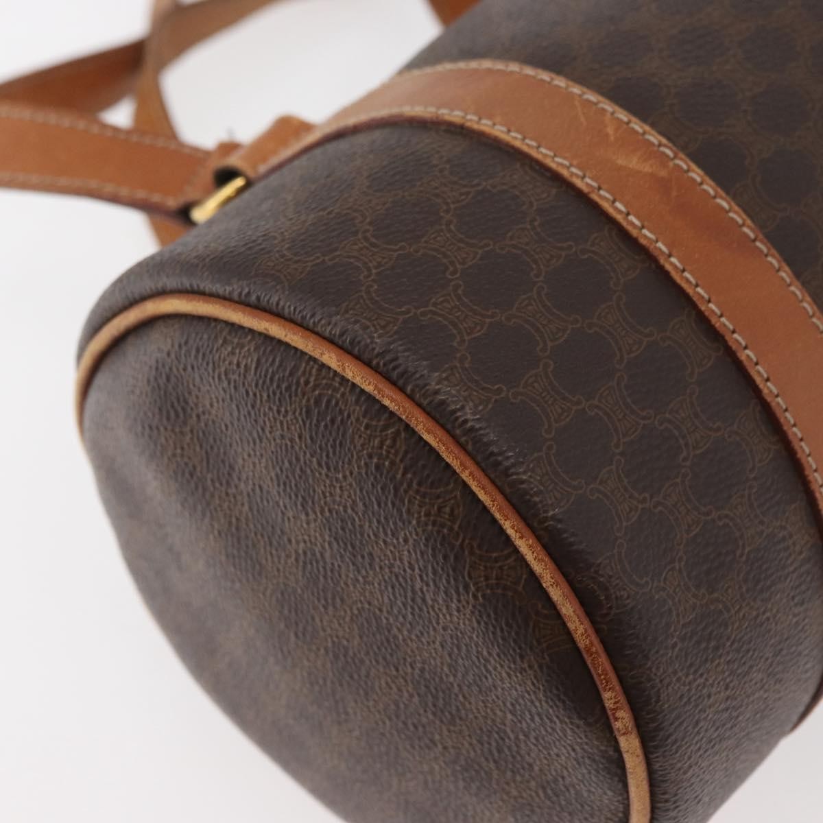 Celine Vintage Macadam Shoulder Bag Canvas And Leather Brown Canvas Shoulder Bag Bag (Pre-Owned)