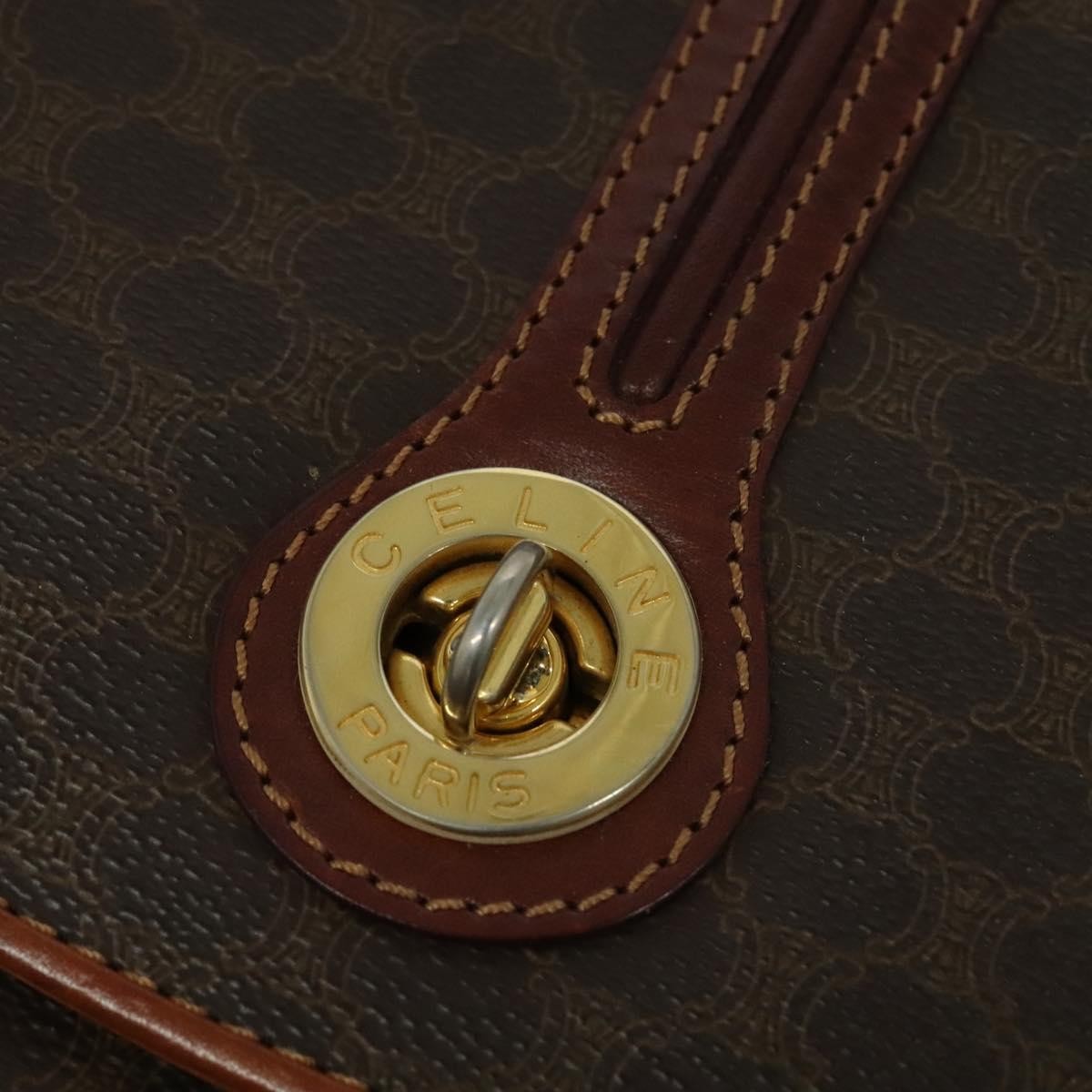 Celine Vintage Macadam Shoulder Bag Canvas And Leather Brown Canvas Shoulder Bag Bag (Pre-Owned)