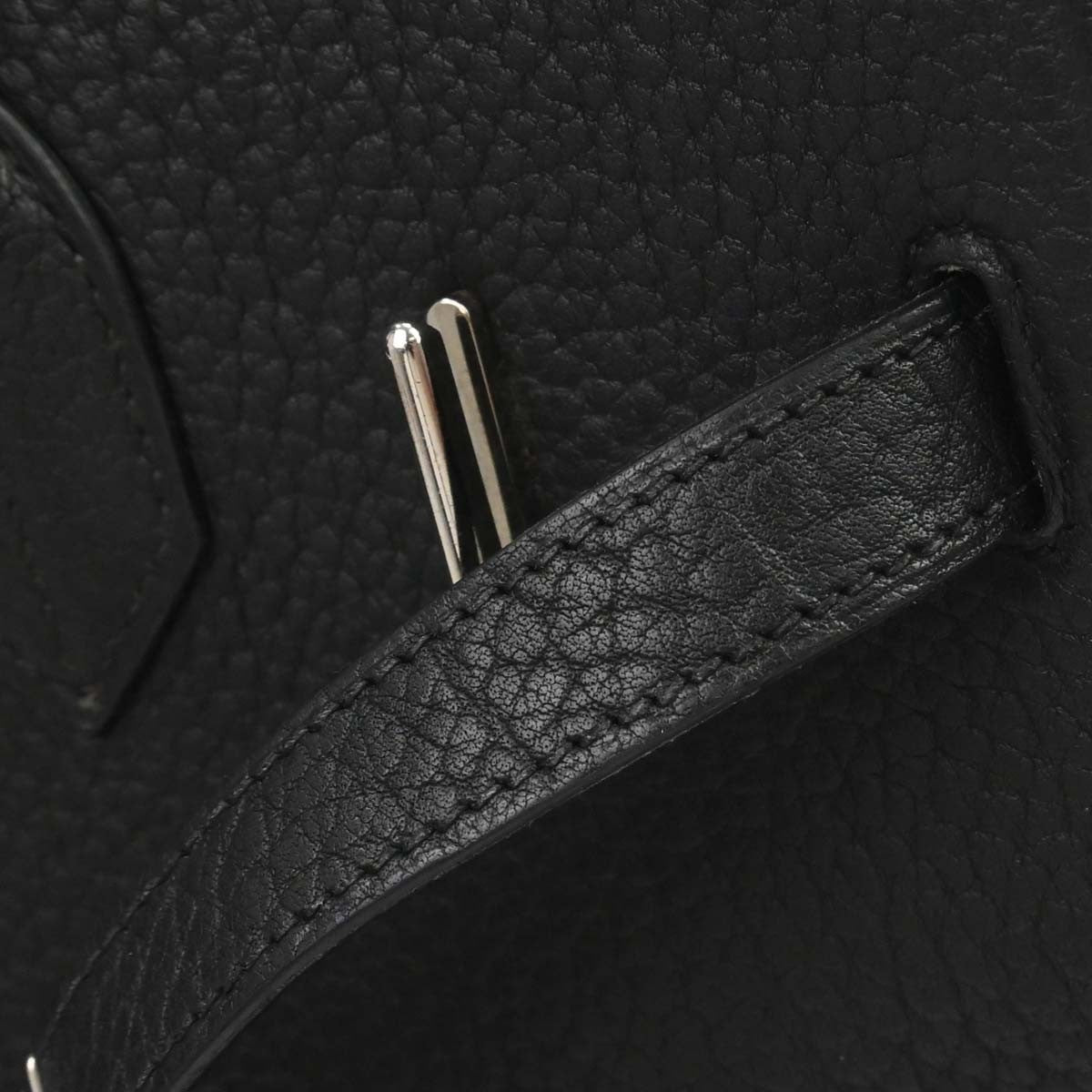 Hermes Hac Birkin Bag Black Fjord With Palladium Hardware Black Leather Handbag (Pre-Owned)