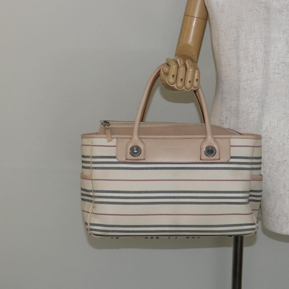 Burberry Nova Check Tote Canvas And Leather Beige Canvas Tote Bag Bag (Pre-Owned)