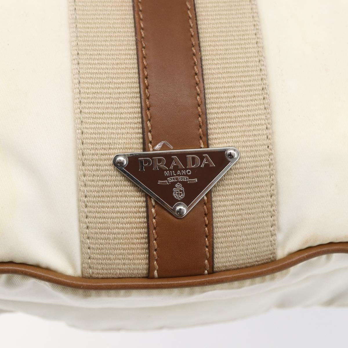 Prada Vintage Shoulder Bag Nylon And Leather Beige Nylon Shoulder Bag Bag (Pre-Owned)