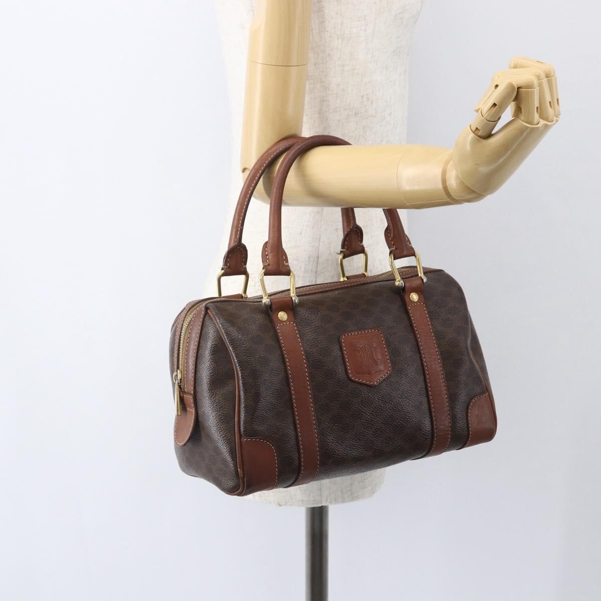Celine Vintage Macadam Handbag Canvas And Leather Brown Canvas Shoulder Bag Bag (Pre-Owned)