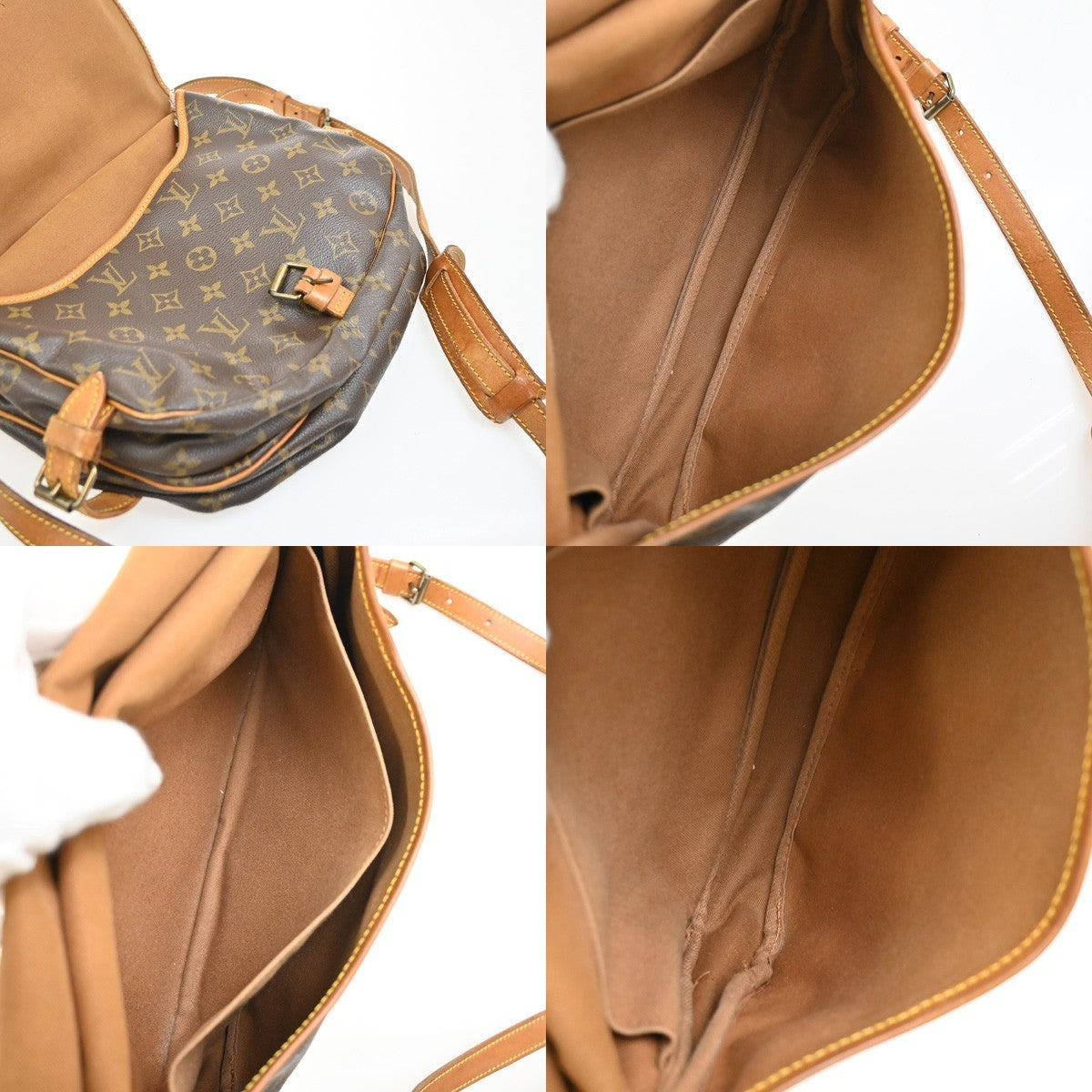 Louis Vuitton Saumur Handbag Monogram Canvas Brown Canvas Shoulder Bag Bag (Pre-Owned)