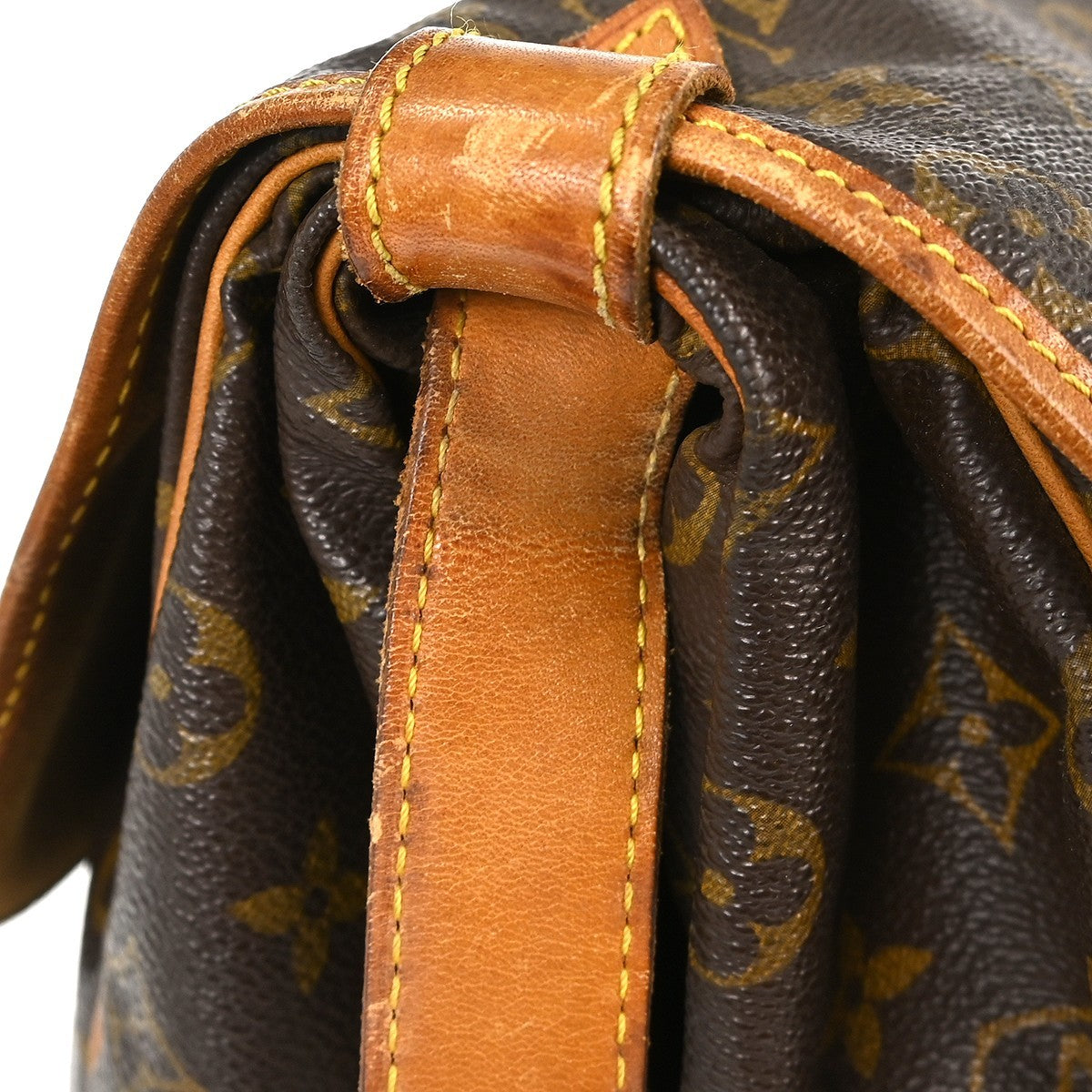 Louis Vuitton Saumur Handbag Monogram Canvas Brown Canvas Shoulder Bag Bag (Pre-Owned)