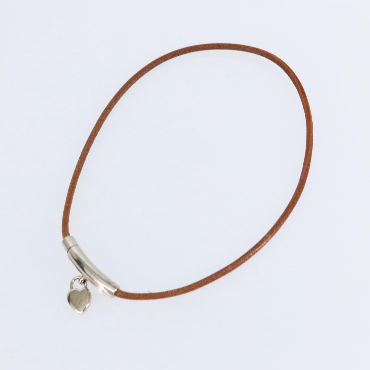 Hermes Annee Mediterranee Cadena Charm Necklace Metal And Leather Brown Leather Necklace Jewelry (Pre-Owned)