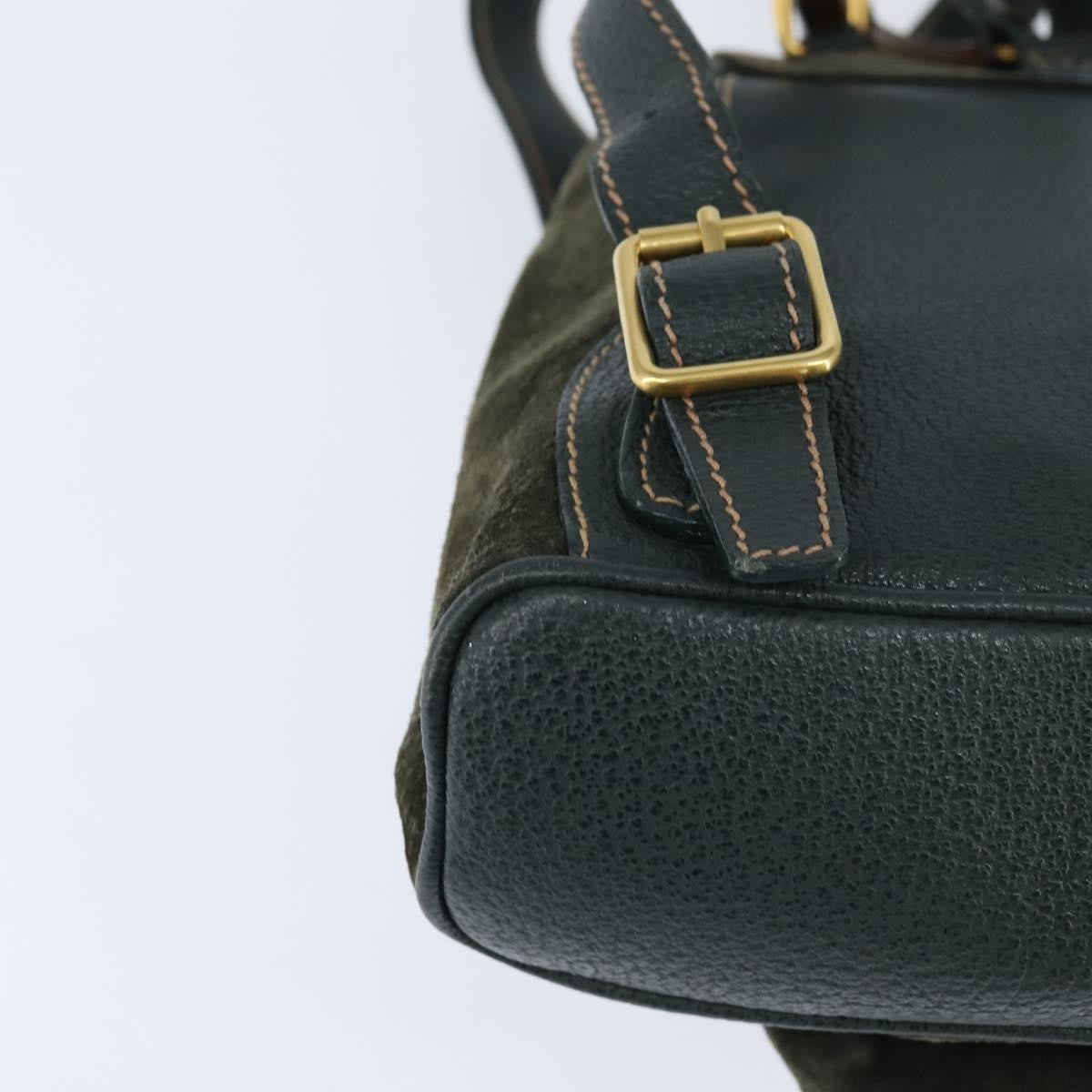 Gucci Vintage Bamboo Backpack Suede Khaki Suede Backpack Bag (Pre-Owned)
