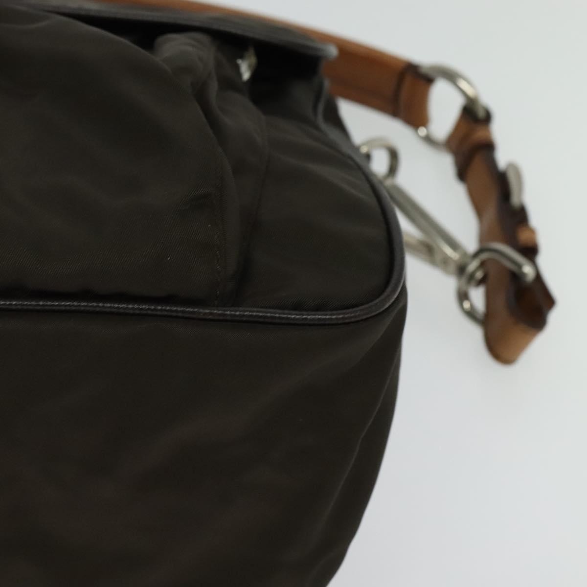 Prada Vintage Flap Shoulder Bag Nylon Khaki Nylon Shoulder Bag Bag (Pre-Owned)