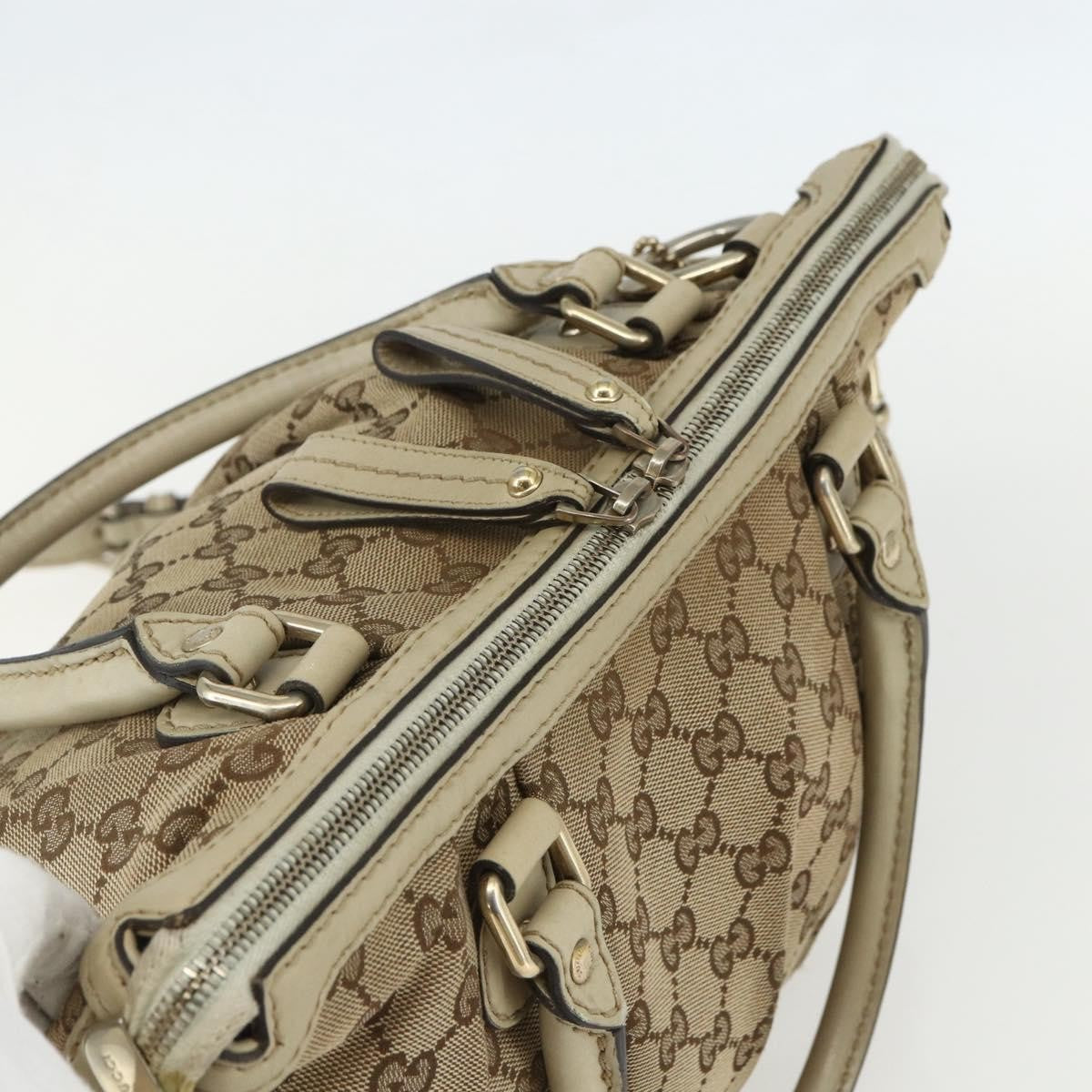 Gucci Sukey Top Handle Satchel Gg Coated Canvas Beige Canvas Handbag (Pre-Owned)