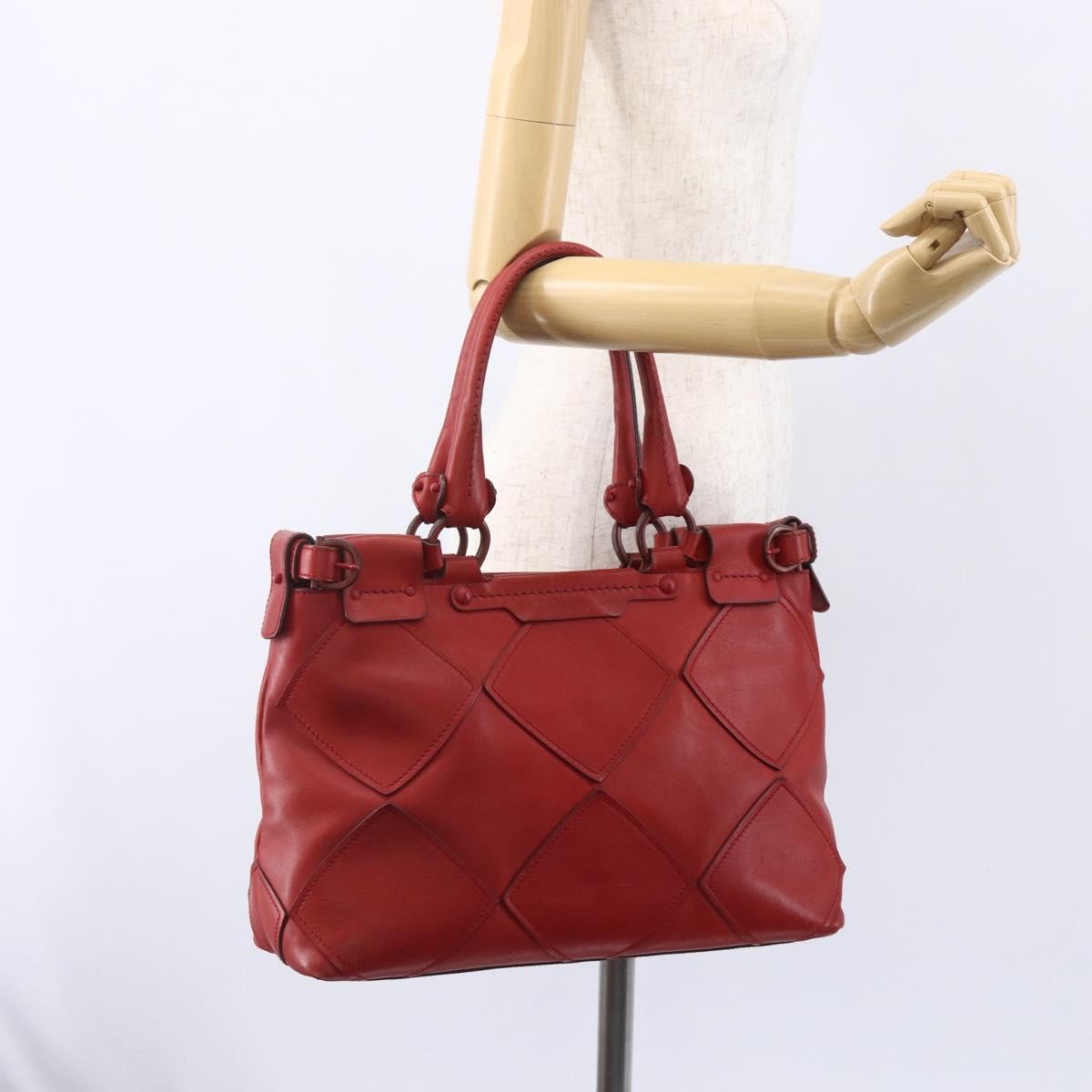 Salvatore Ferragamo Gancini Handbag Leather Red Leather Handbag (Pre-Owned)