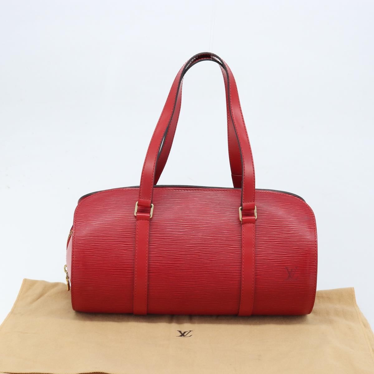 Louis Vuitton Soufflot Handbag Epi Leather Red Leather Handbag (Pre-Owned)