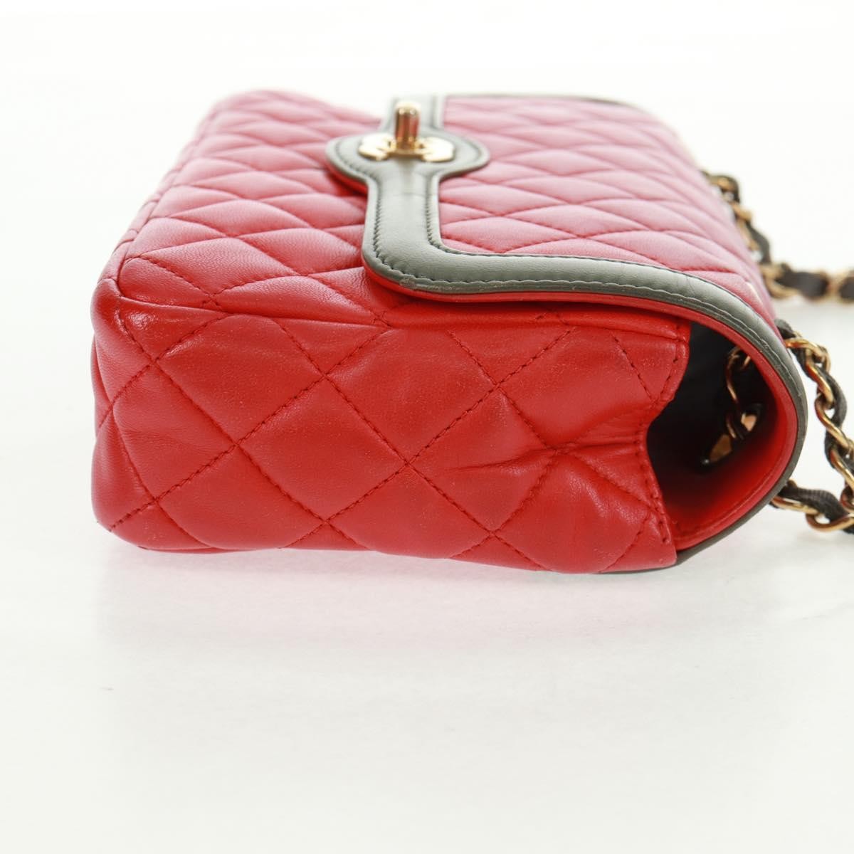 Chanel Two Tone Flap Bag Quilted Lambskin Red Leather Shoulder Bag Bag (Pre-Owned)