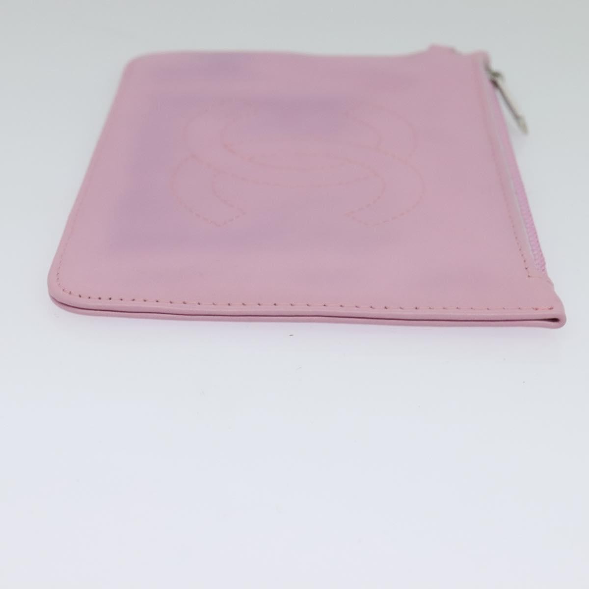 Chanel Cc Zip Clutch Leather Pink Leather Clutche & Pouche Bag (Pre-Owned)