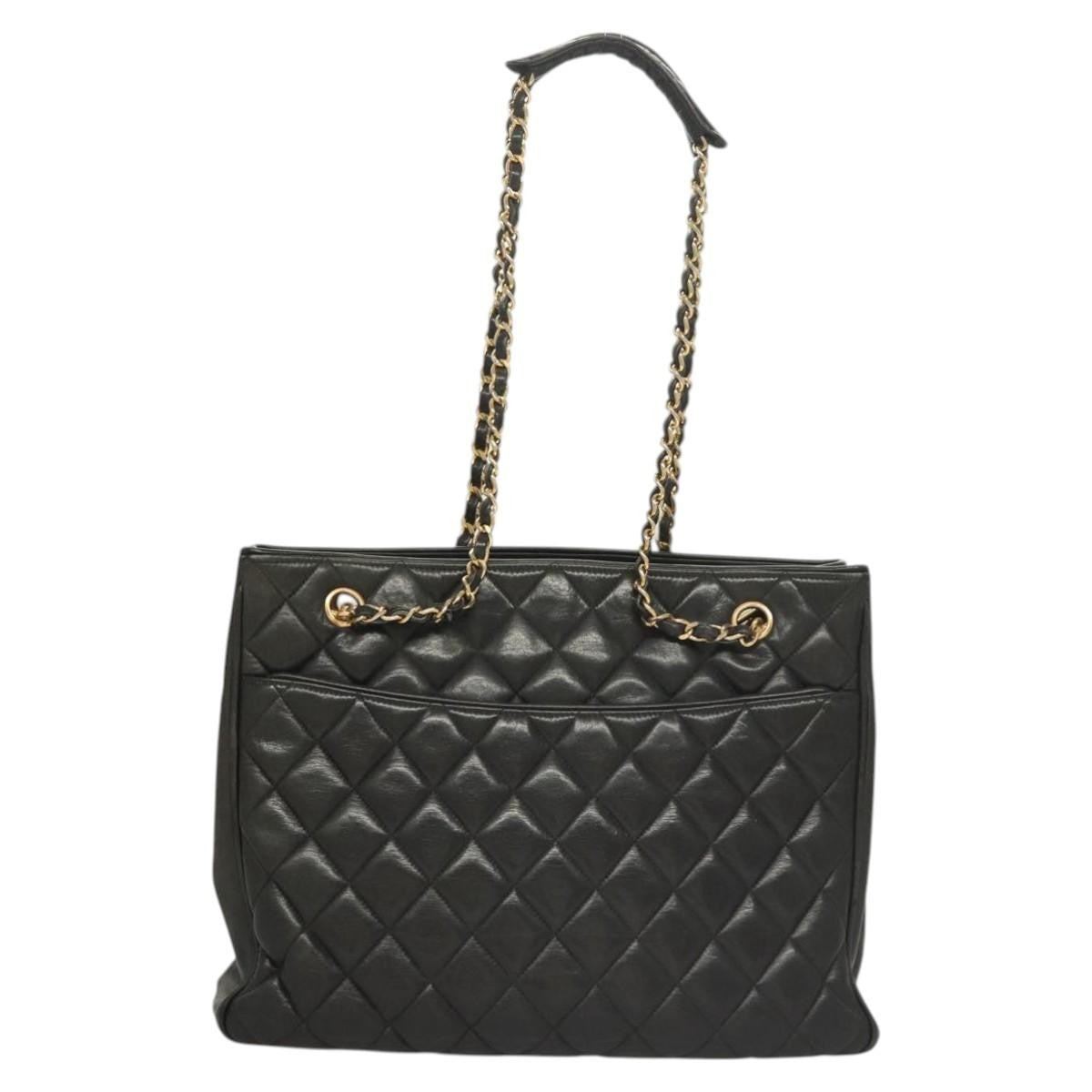 Chanel Chain Shoulder Bag Leather Black Leather Shoulder Bag Bag (Pre-Owned)