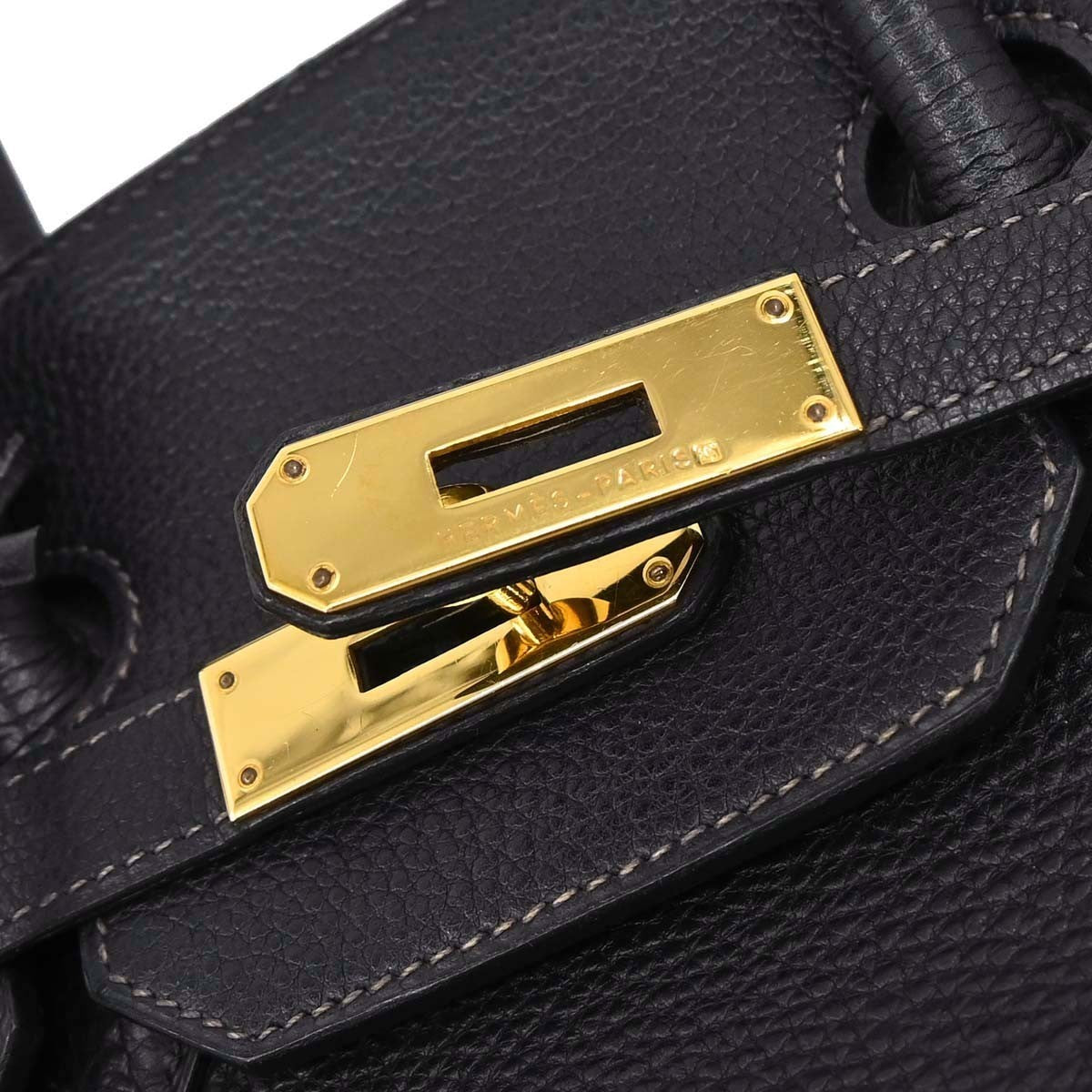 Hermes Birkin Handbag Blue Togo With Gold Hardware Blue Leather Handbag (Pre-Owned)