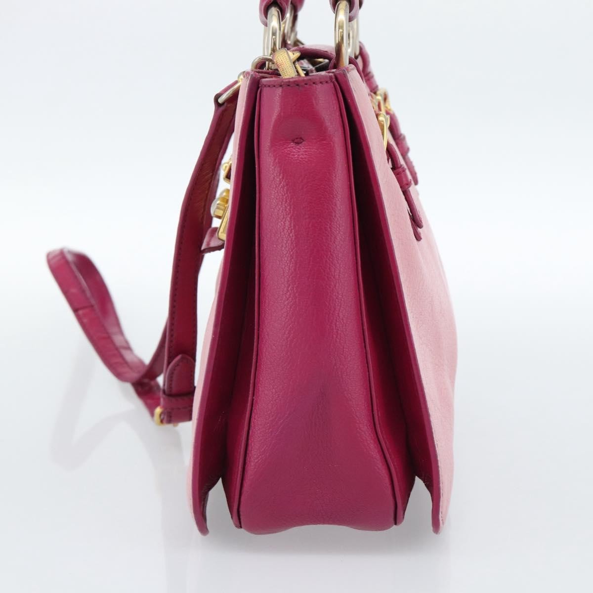 Miu Miu Madras Convertible Lock Tote Leather Pink Leather Handbag (Pre-Owned)
