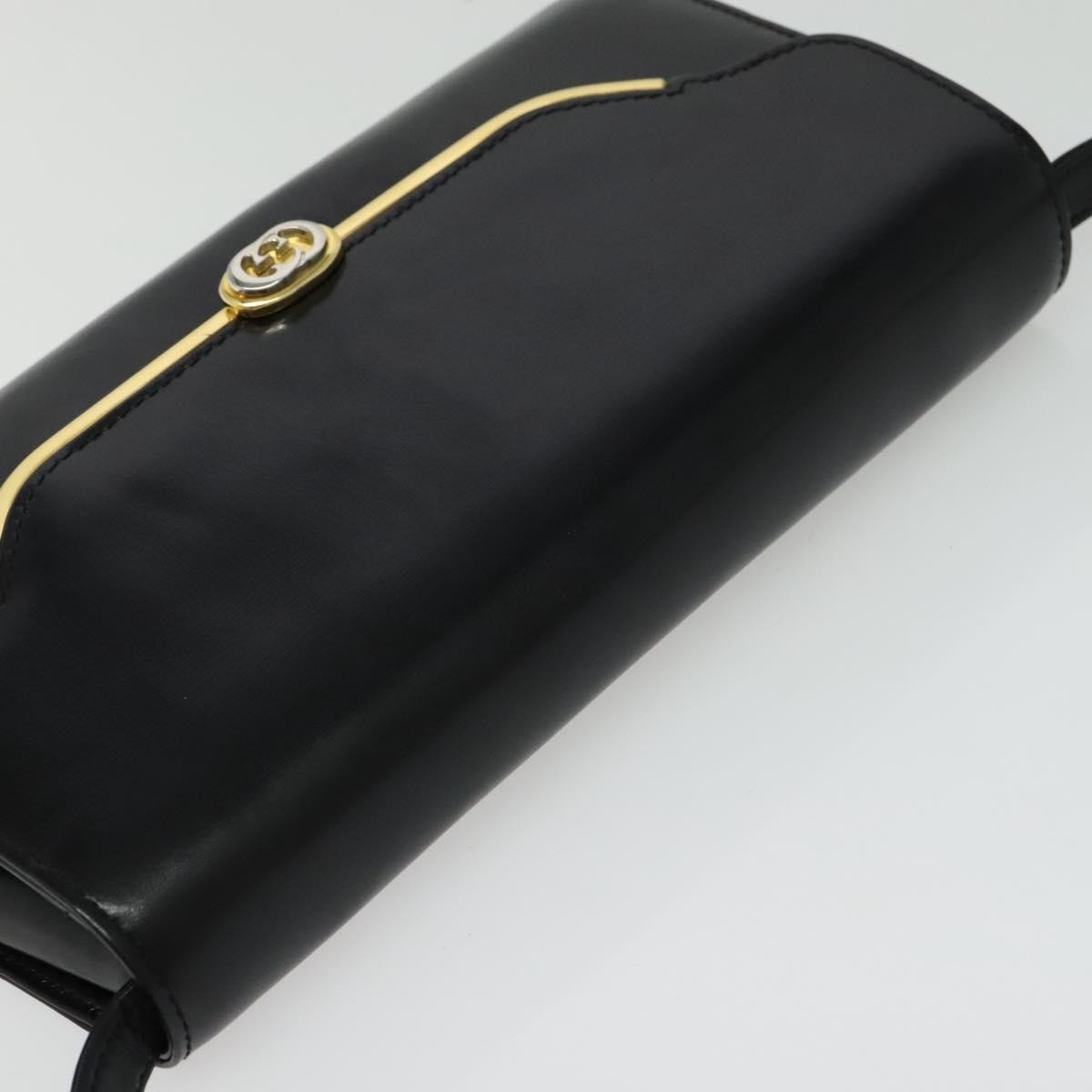 Gucci Vintage Shoulder Bag Leather Black Leather Shoulder Bag Bag (Pre-Owned)